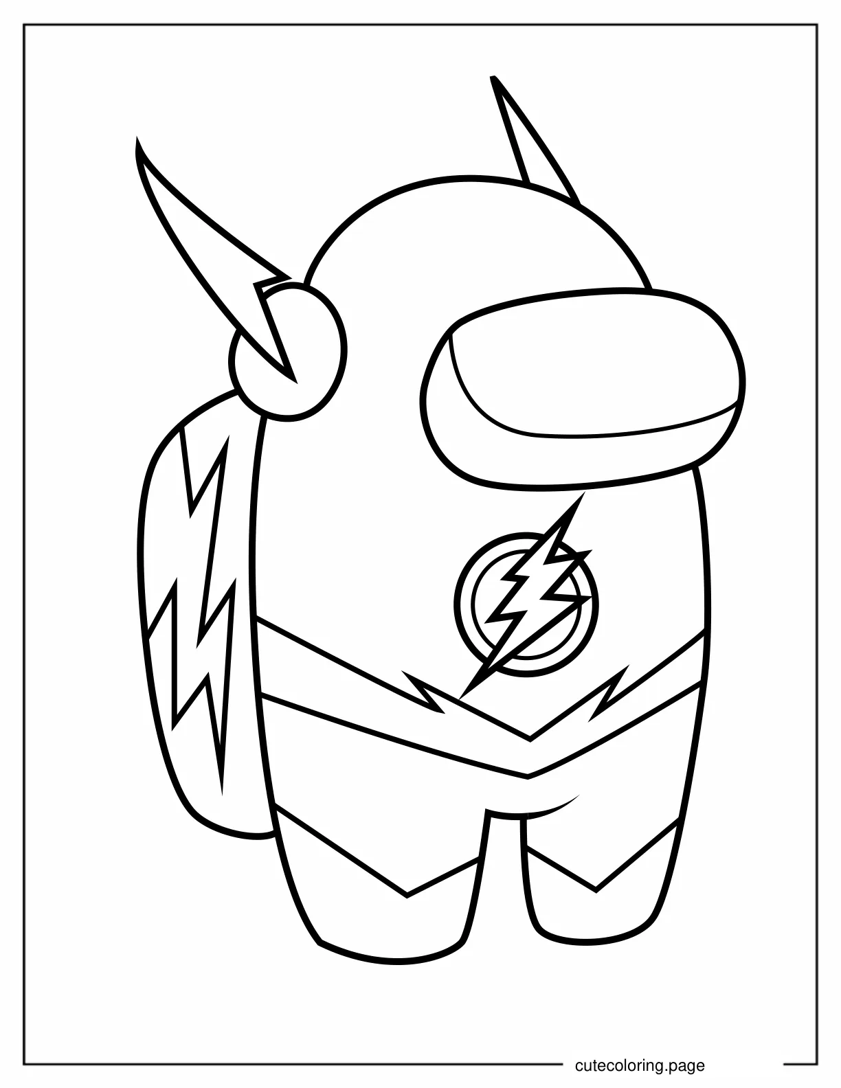 Easy Flash Among Us to Color for Kids coloring page