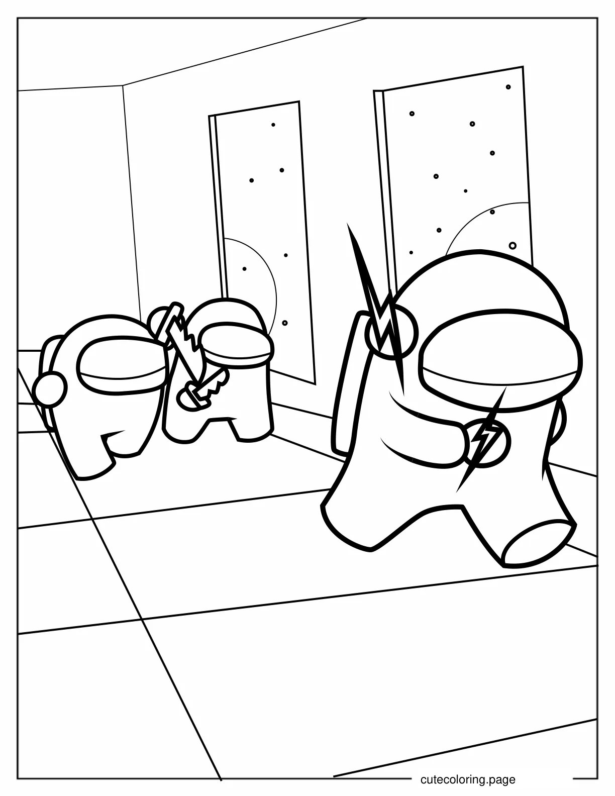 Flash Among Us Being Chased coloring page