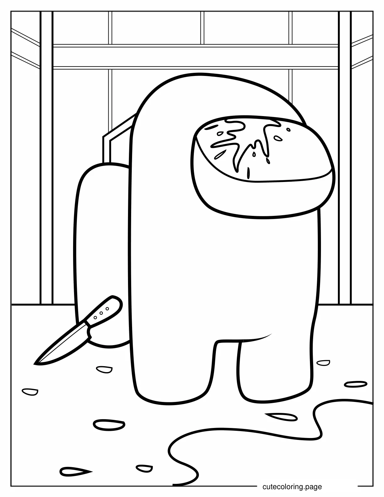 Imposter Coloring Sheet With Knife and Gore coloring page