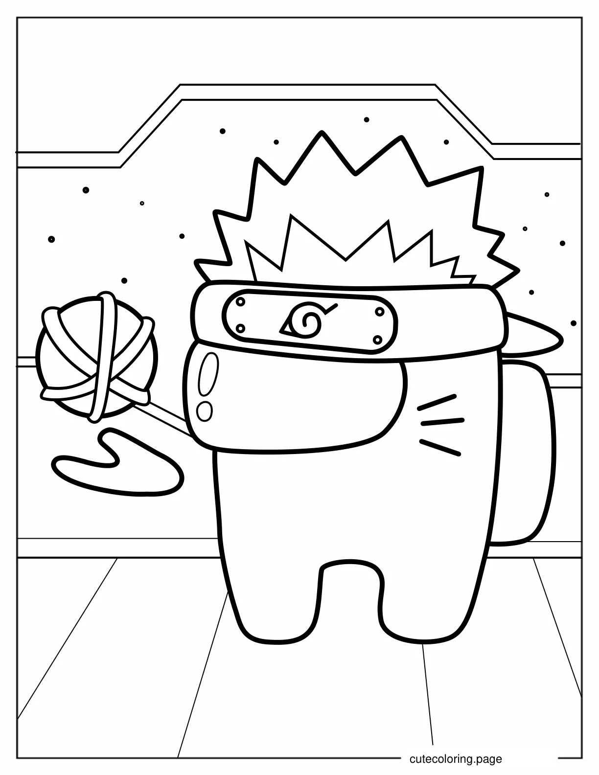 Naruto Among Us Holding Rasengan coloring page