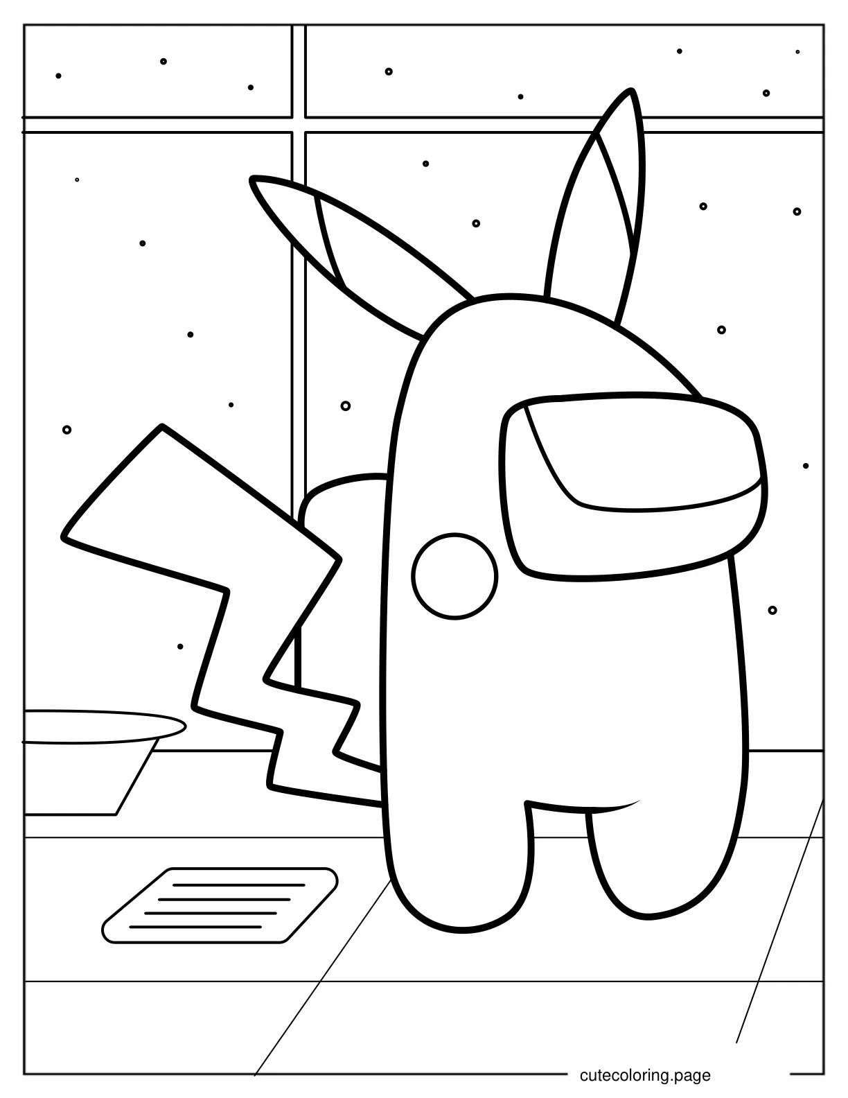 Pikachu Pokemon Among Us coloring page