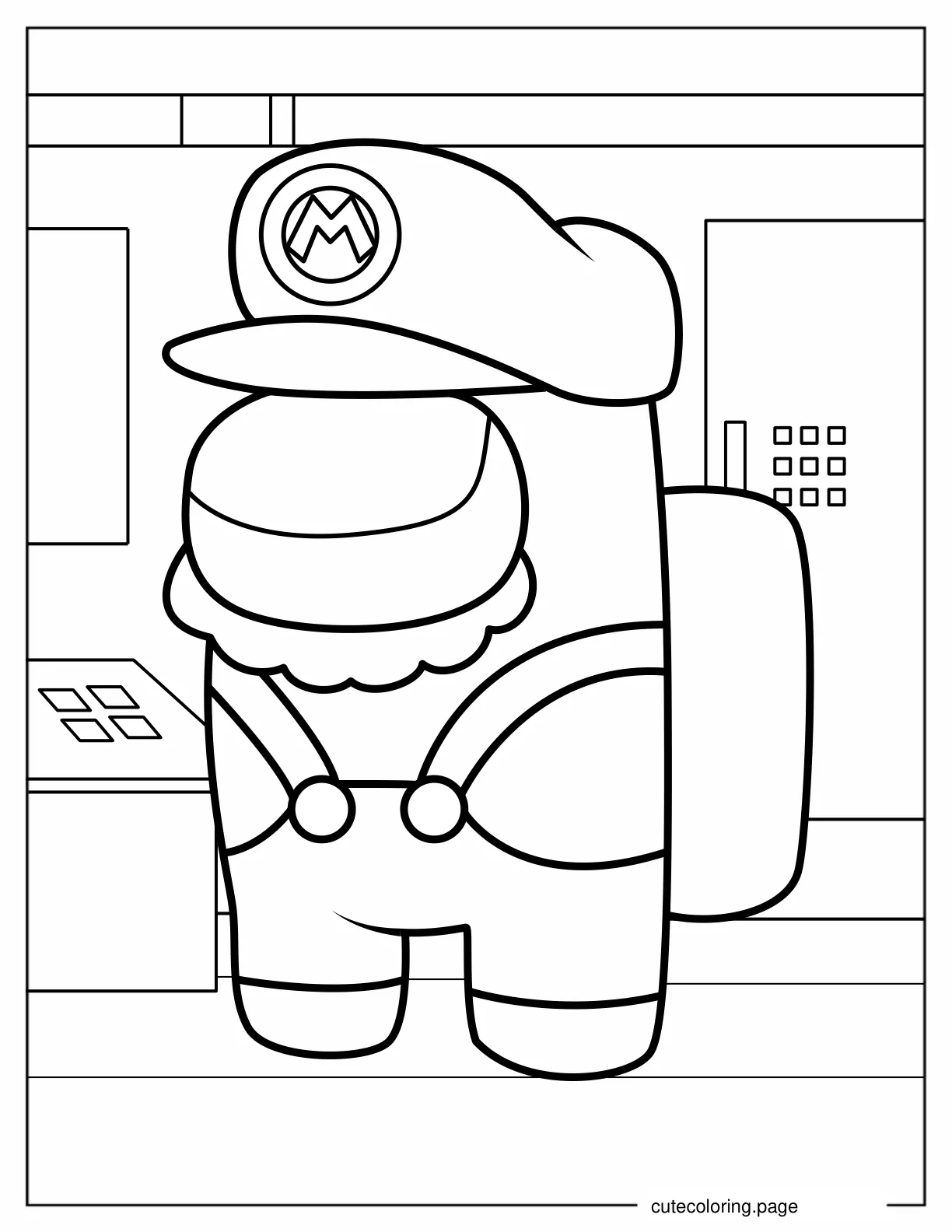 Super Mario Skin Among Us Coloring In coloring page