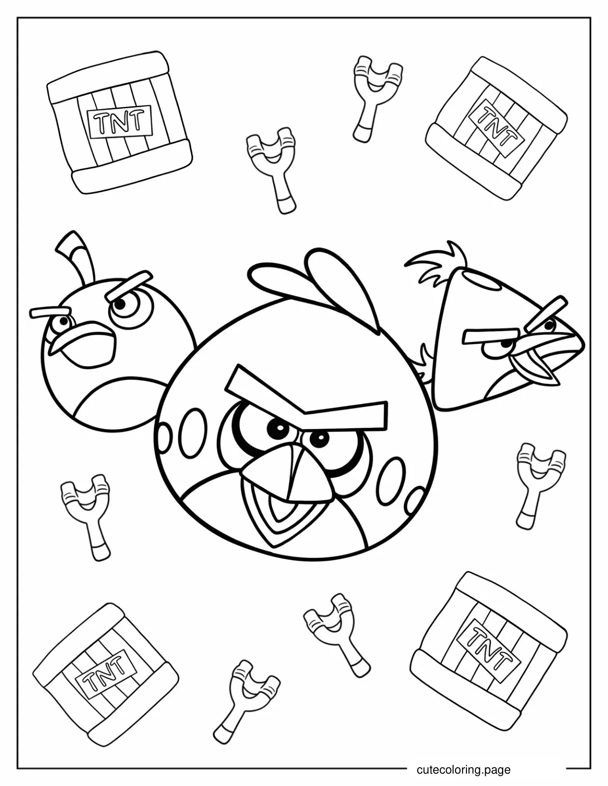 Angry Birds Red Chuck And Bomb In The Air coloring page