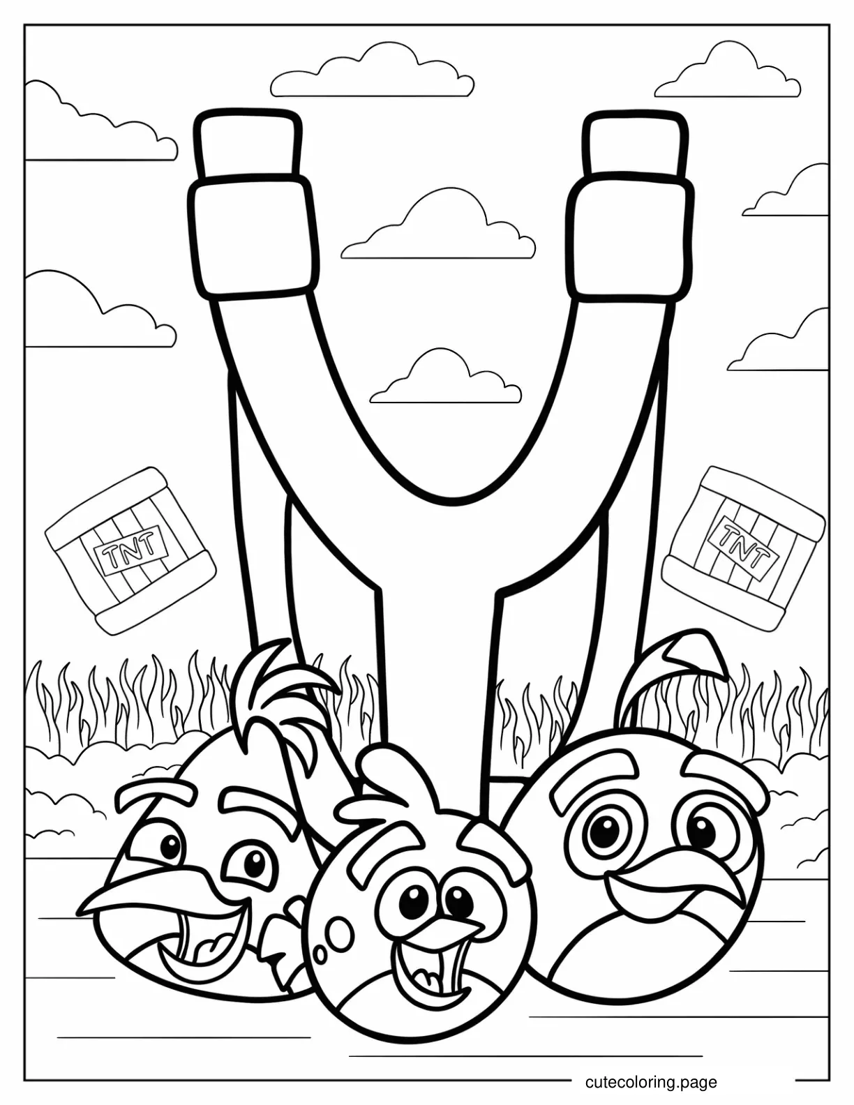 Angry Birds Slingshot Coloring Sheet coloring page