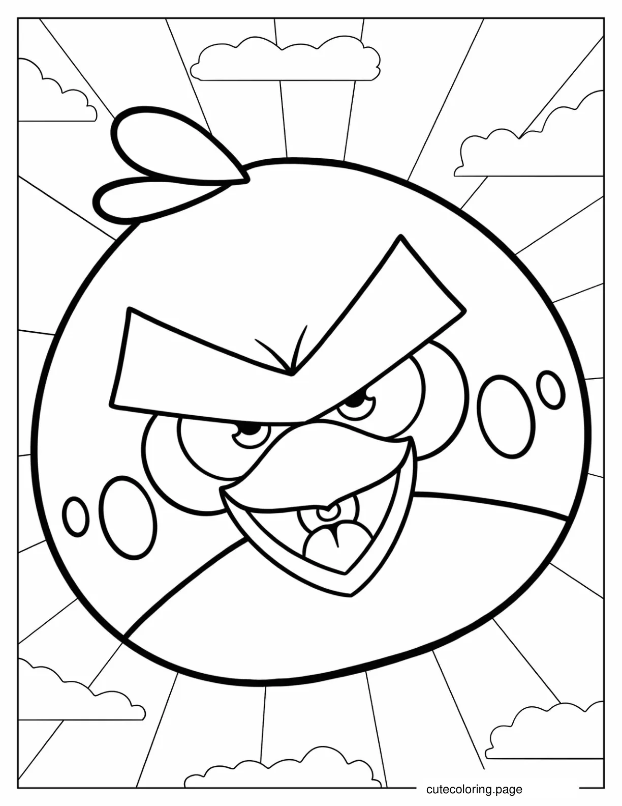 Easy Outline of Red Angry Bird coloring page