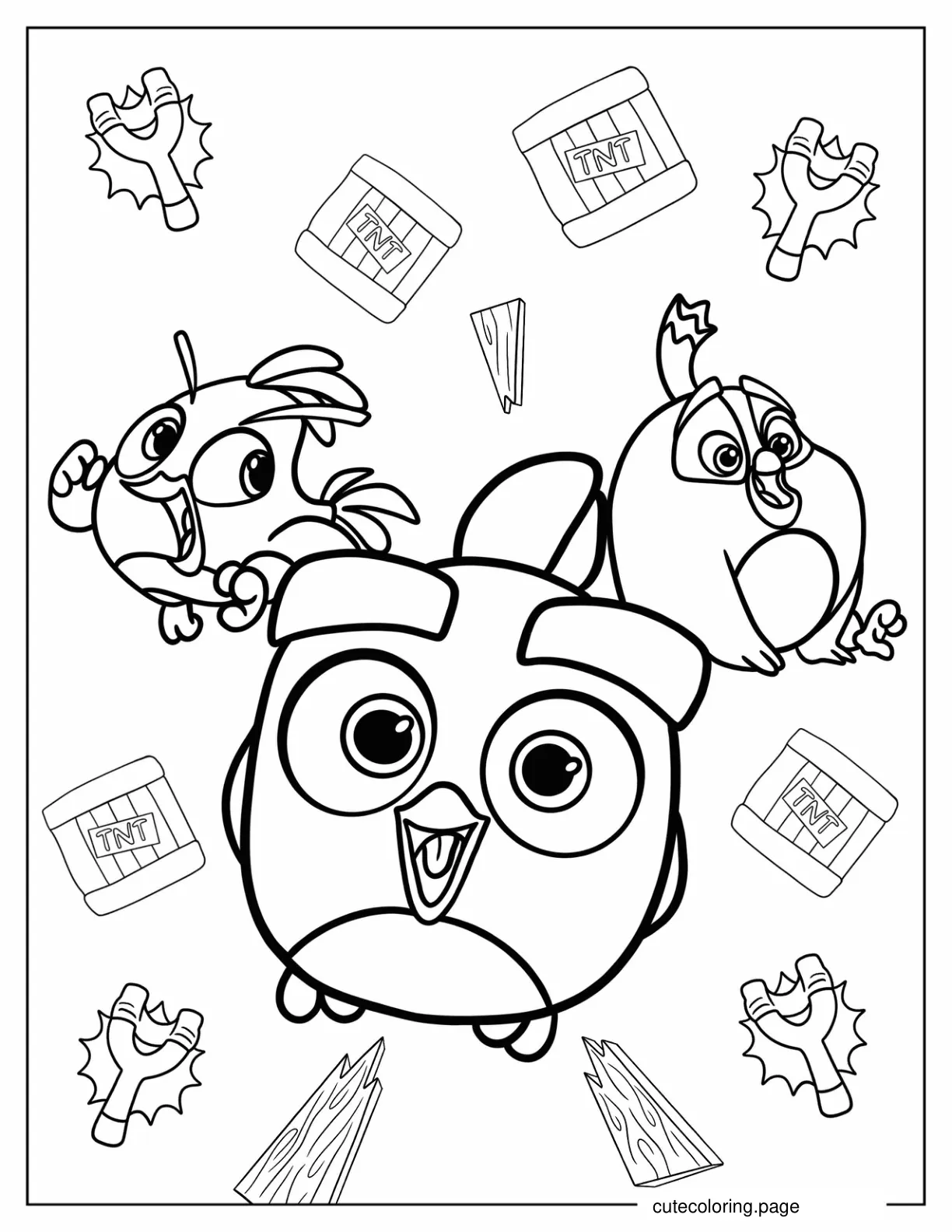 Kawaii Angry Birds Coloring In For Kids coloring page