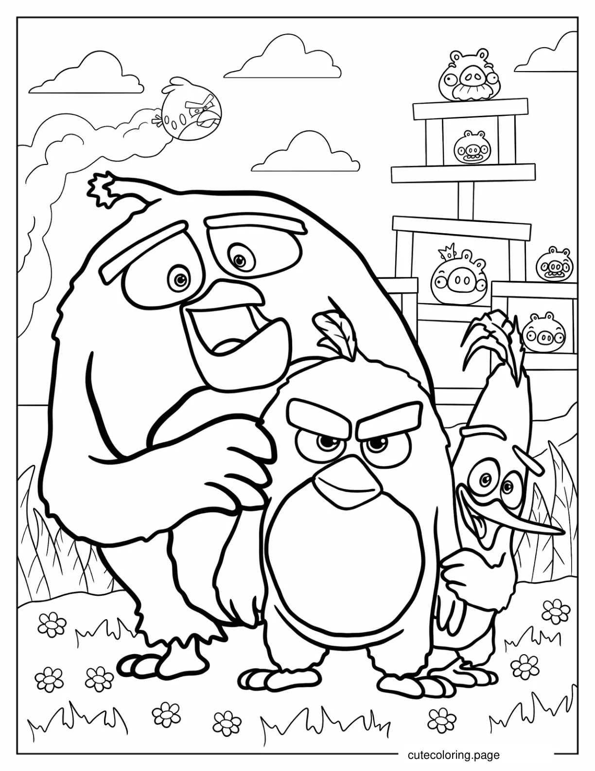 Red Chuck And Bomb Coloring Page coloring page