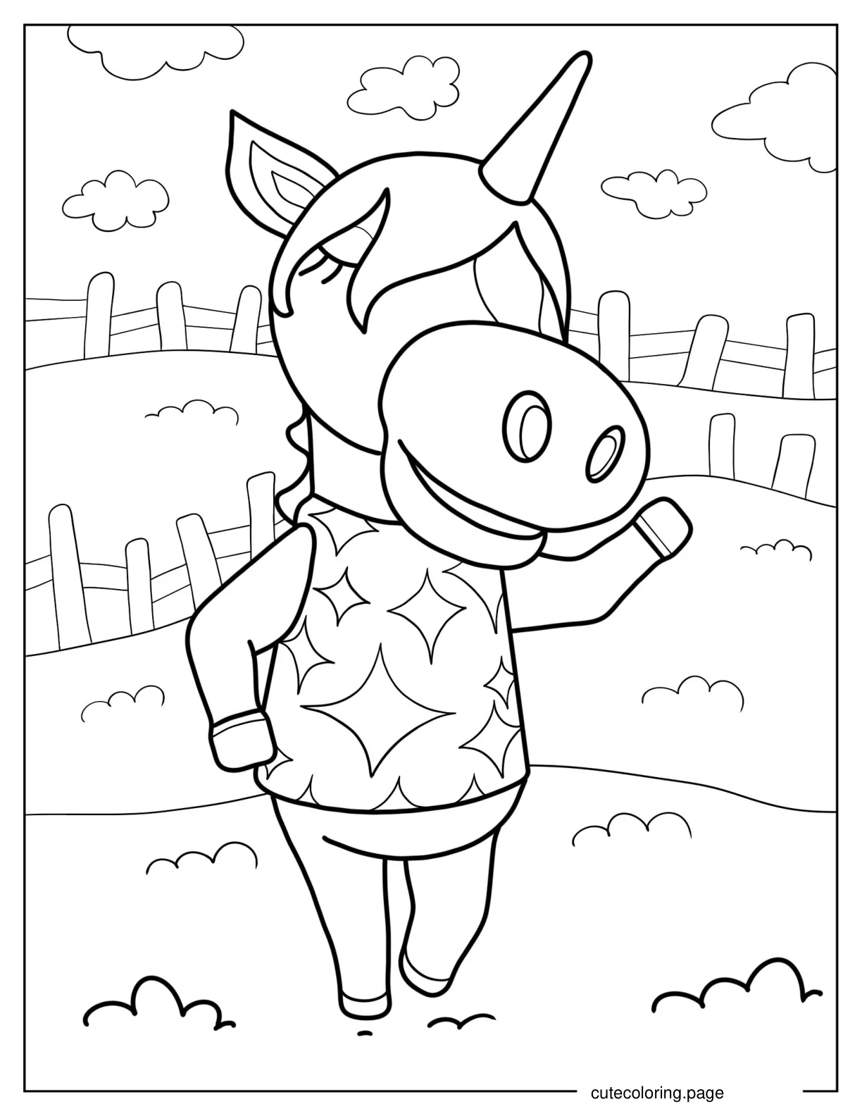 Animal Crossing Julian The Unicorn Coloring Page coloring page