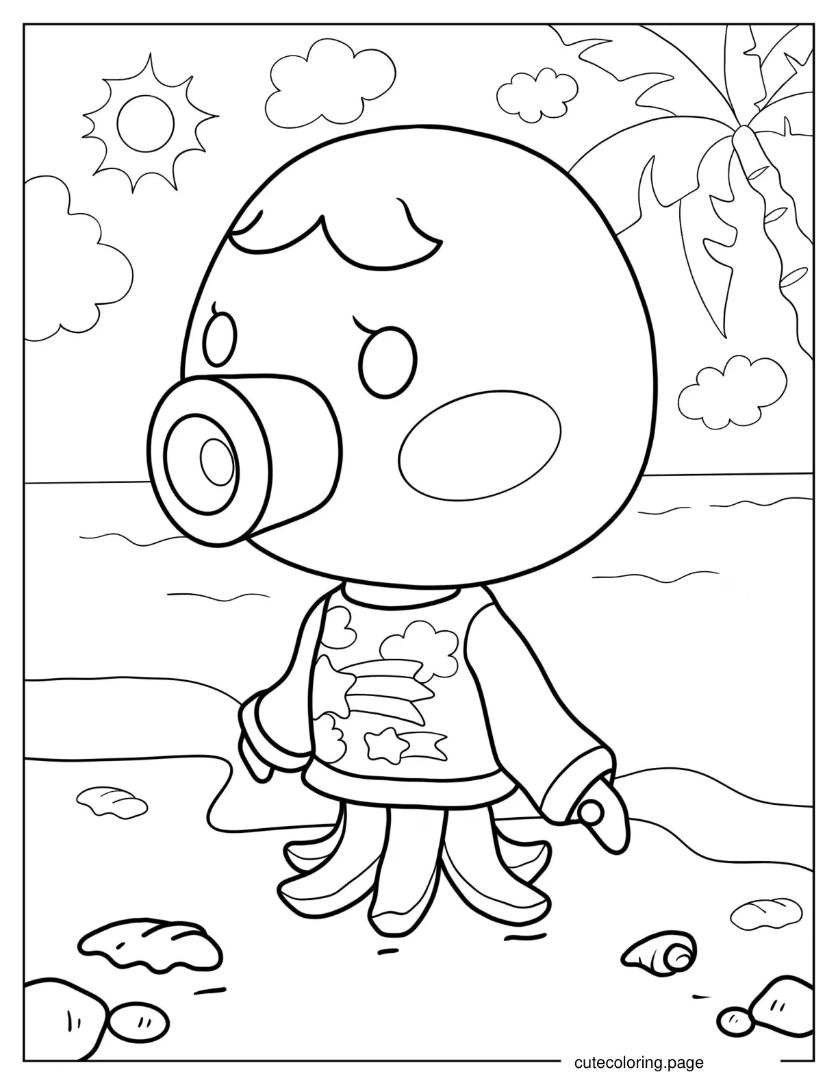 Animal Crossing Marina Amiibo At The Beach Coloring Sheet coloring page