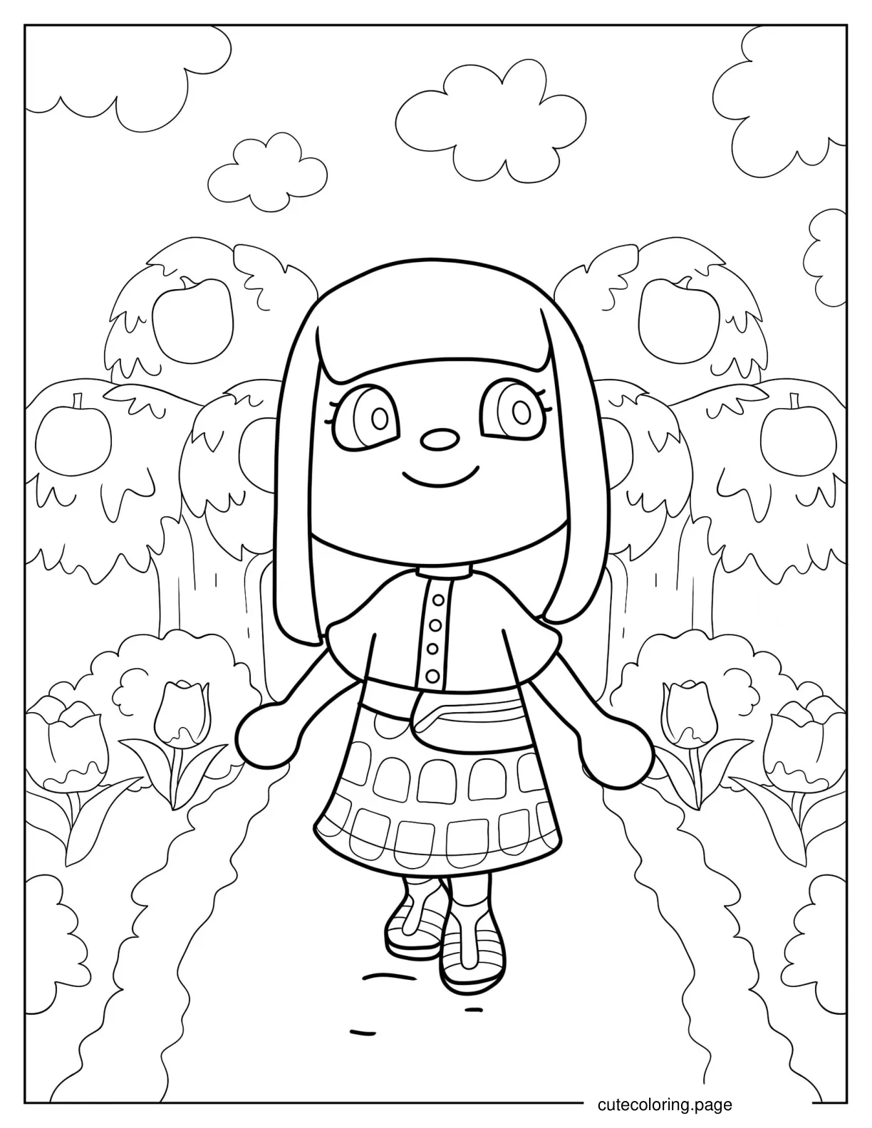 Girl In Animal Crossing New Horizons Coloring Page coloring page