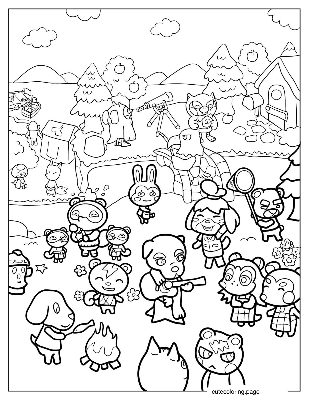 Outdoor Bonding In Animal Crossing Coloring Page coloring page