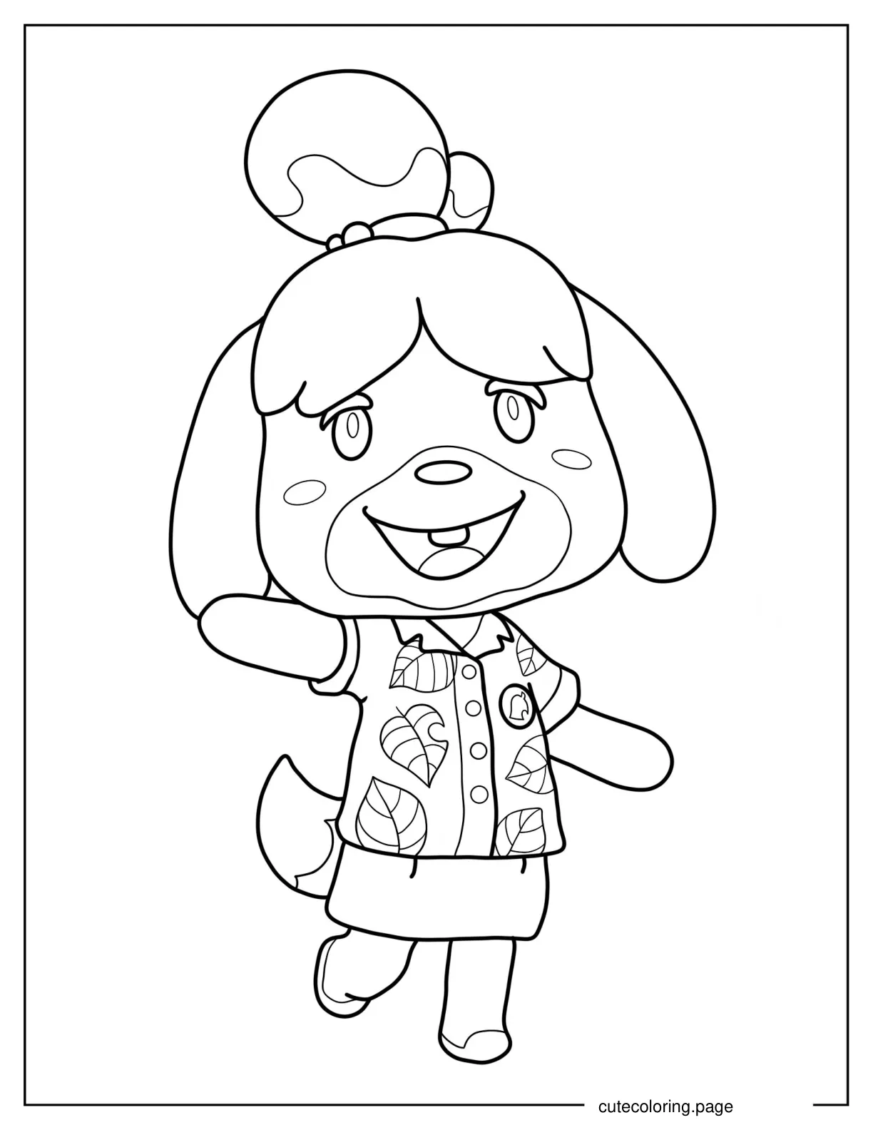 Simple Isabelle Waving Coloring Page For Preschoolers coloring page