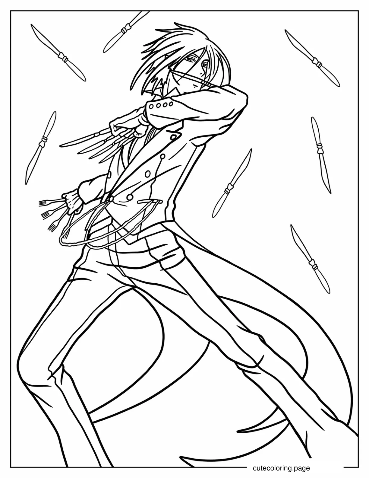 Black Butler Anime Sebastian Fighting Coloring In coloring page