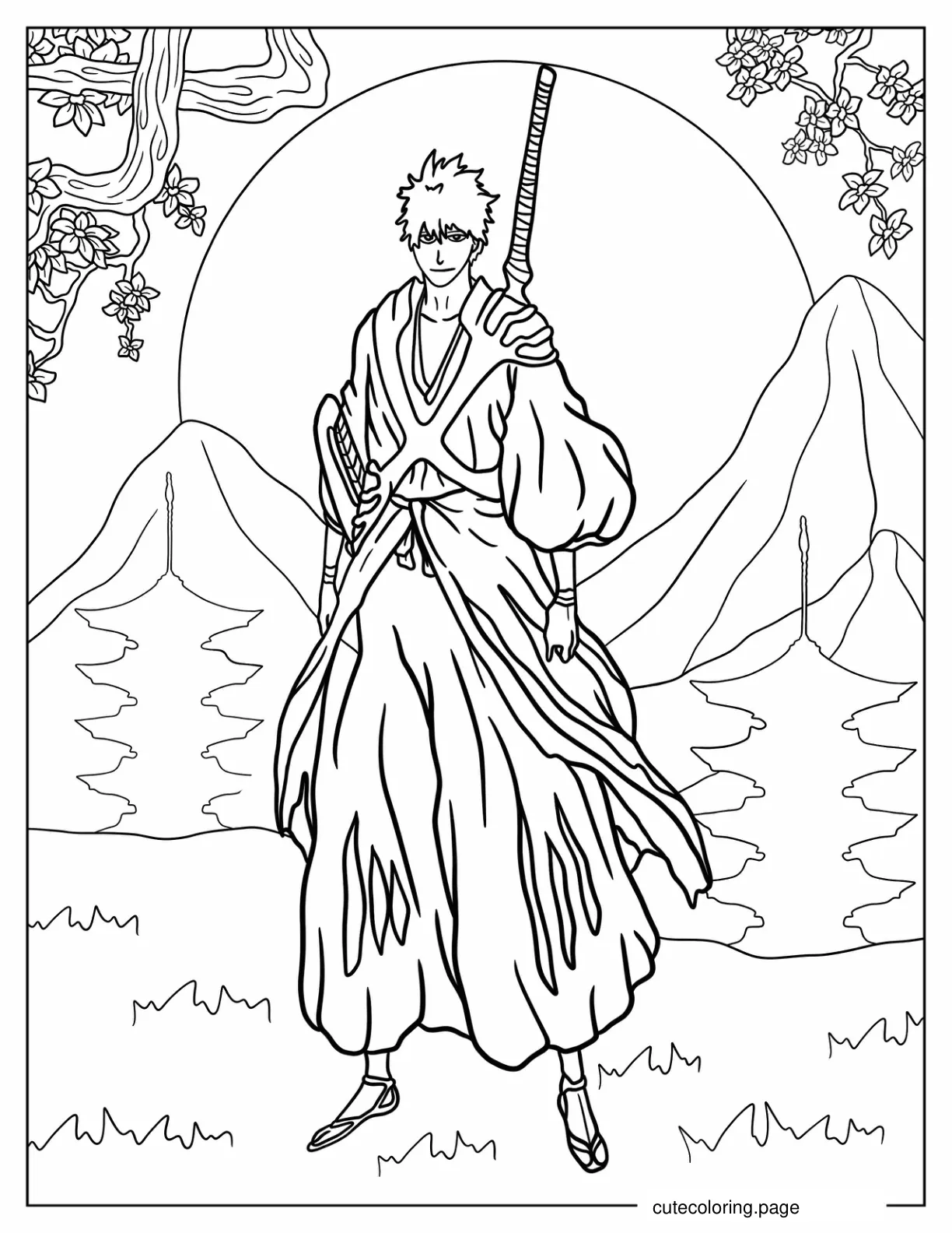 Bleach Kurosaki Ichigo In Soul Society coloring page