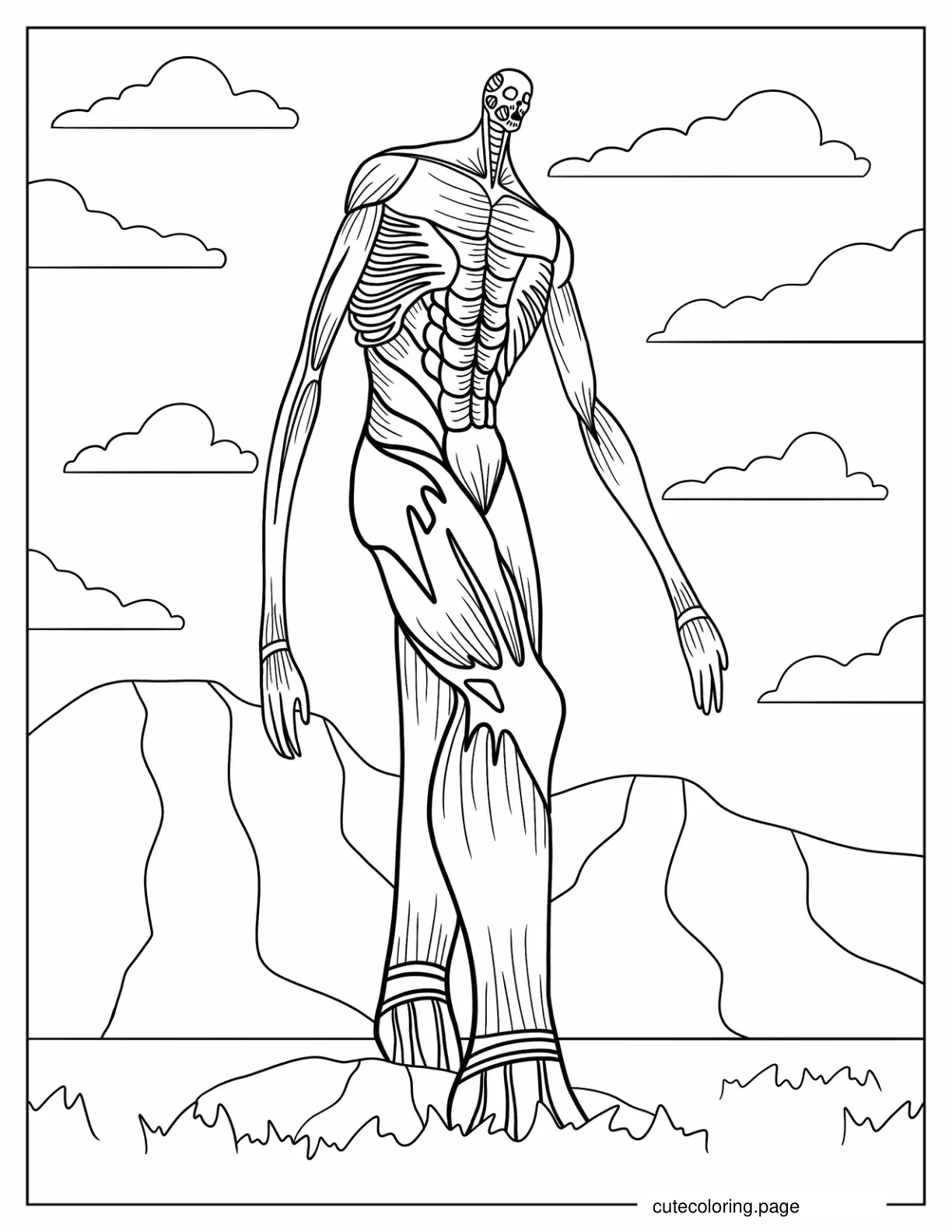 Coloring Sheet Of Colossal Titan From Attack On Titan coloring page