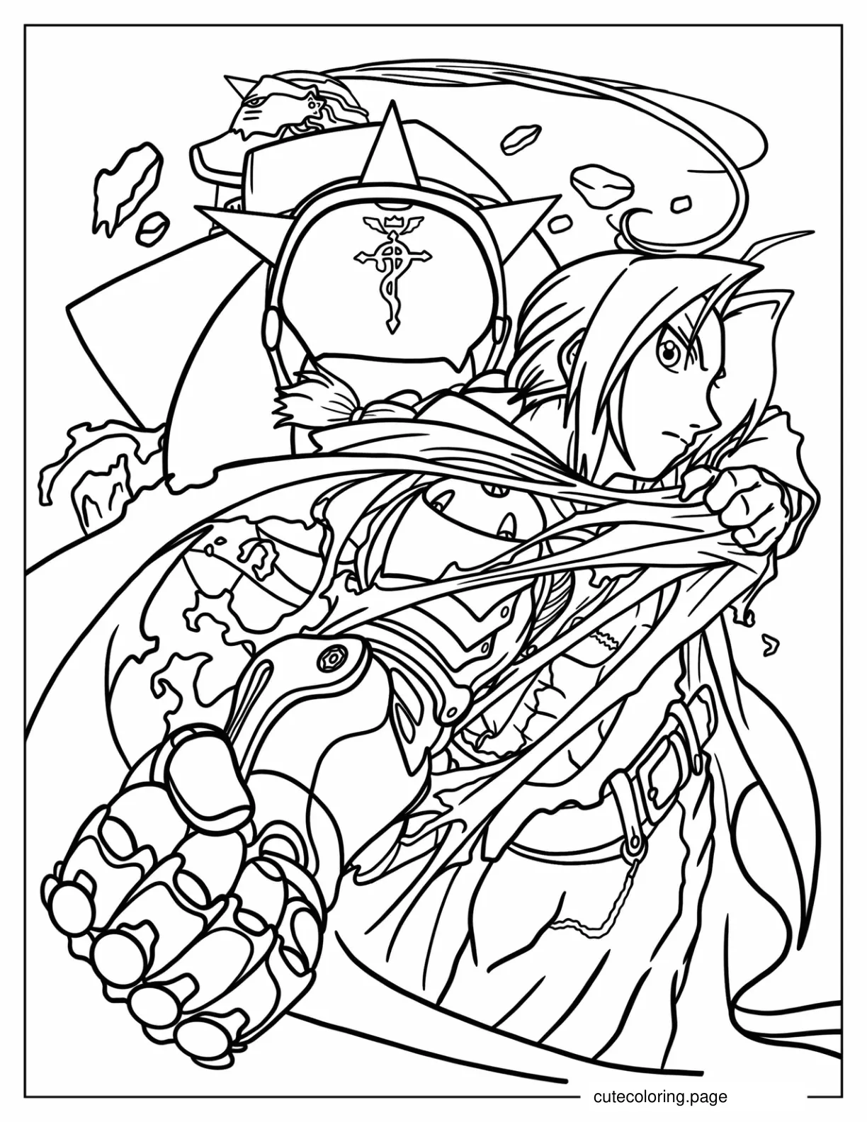 Detailed Fullmetal Alchemist Anime Coloring Page coloring page