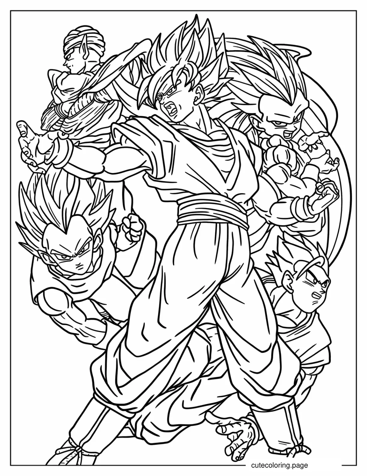 Dragon Ball Z Goku Fighting Coloring Sheet coloring page