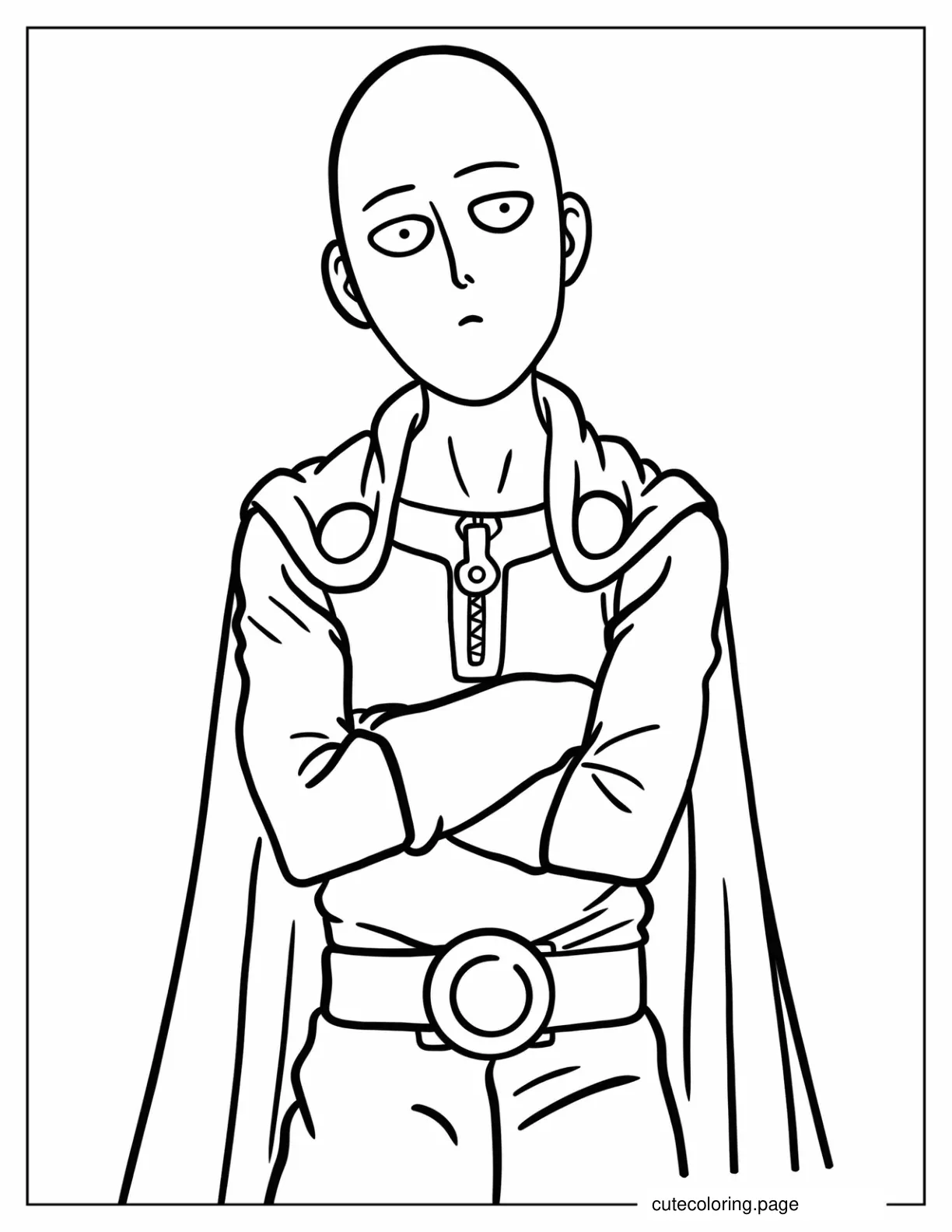 Easy One Punch Man Saitama Coloring In For Kids coloring page