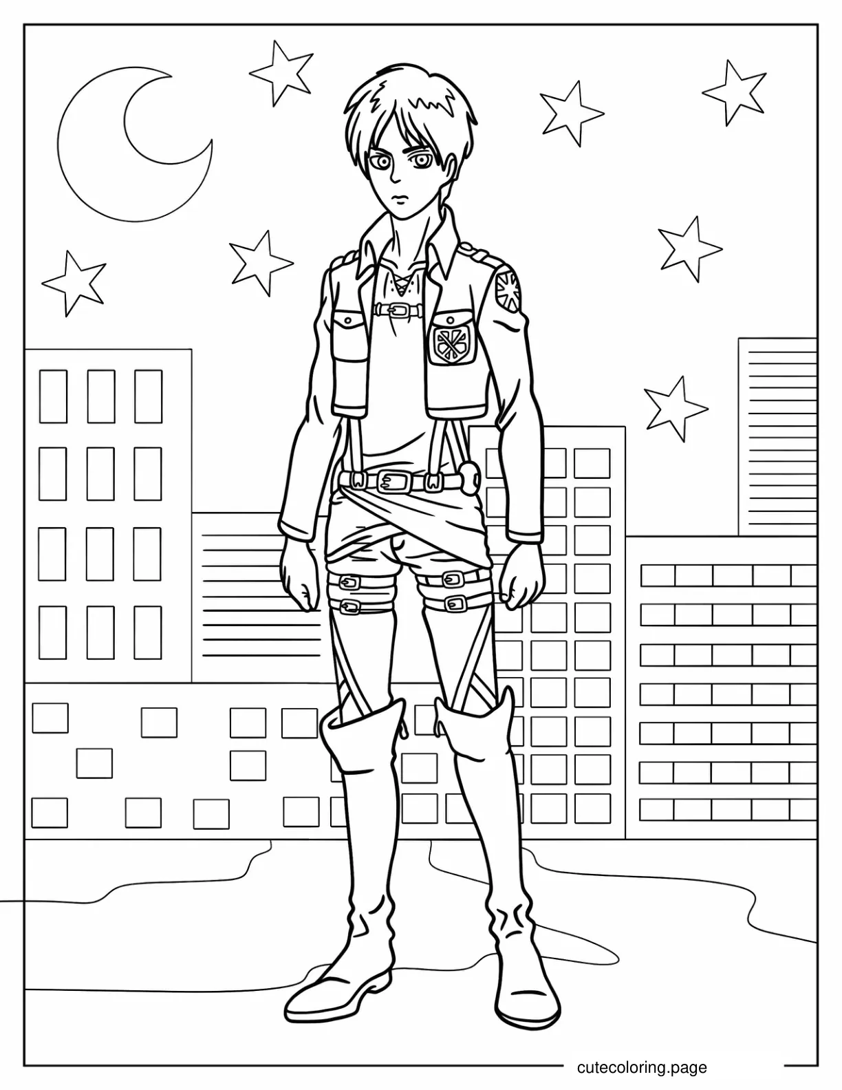 Eren Yeager Attack On Titan Coloring Page coloring page