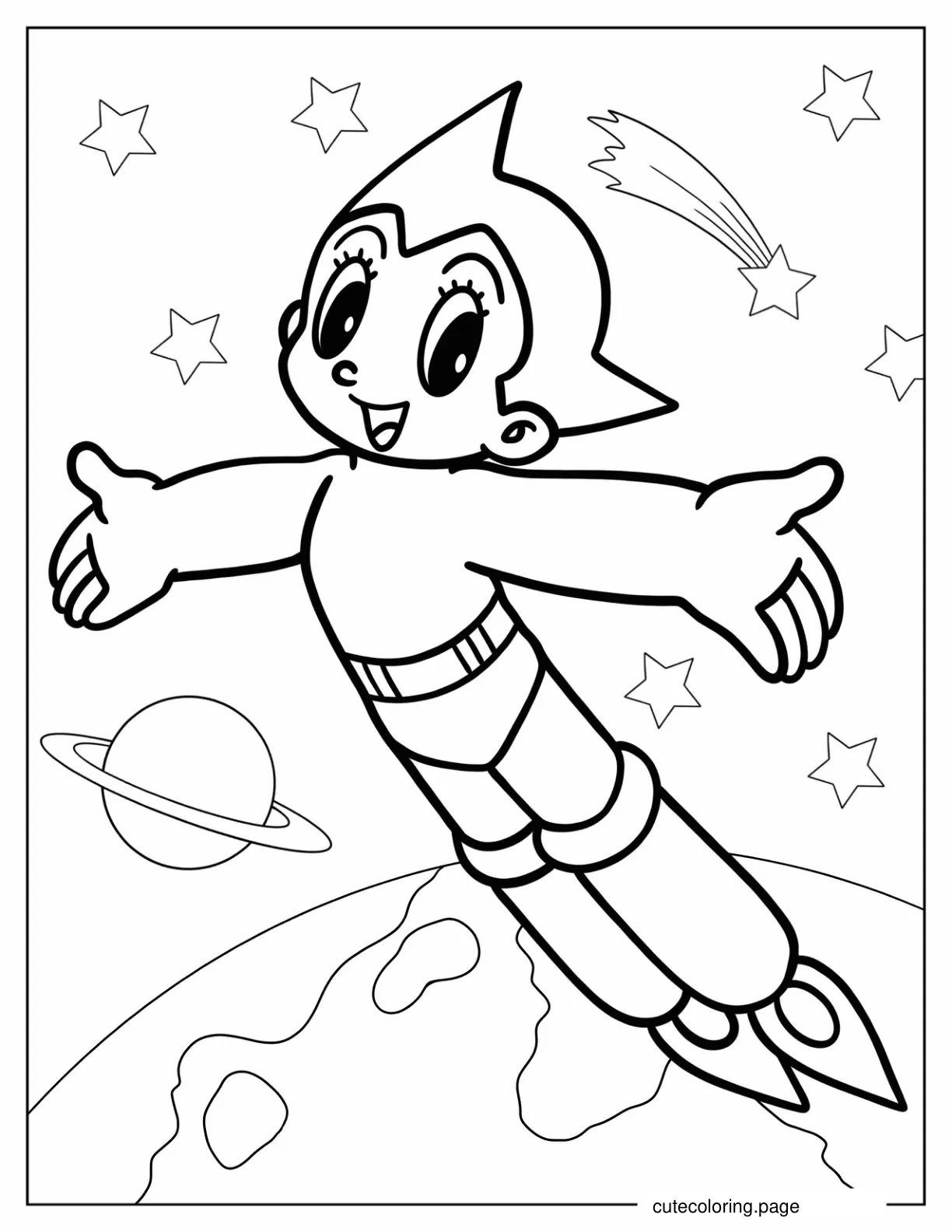 Kawaii Astro Boy Coloring Sheet For Preschoolers coloring page