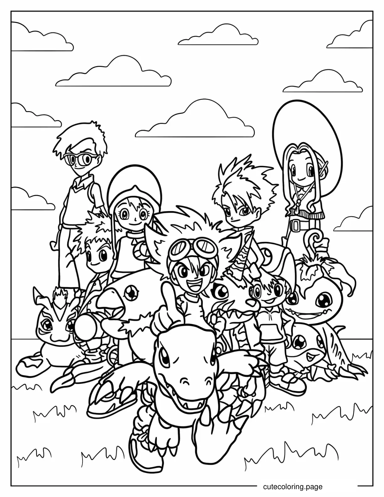 Kawaii Digimon Anime Coloring Page For Kids coloring page