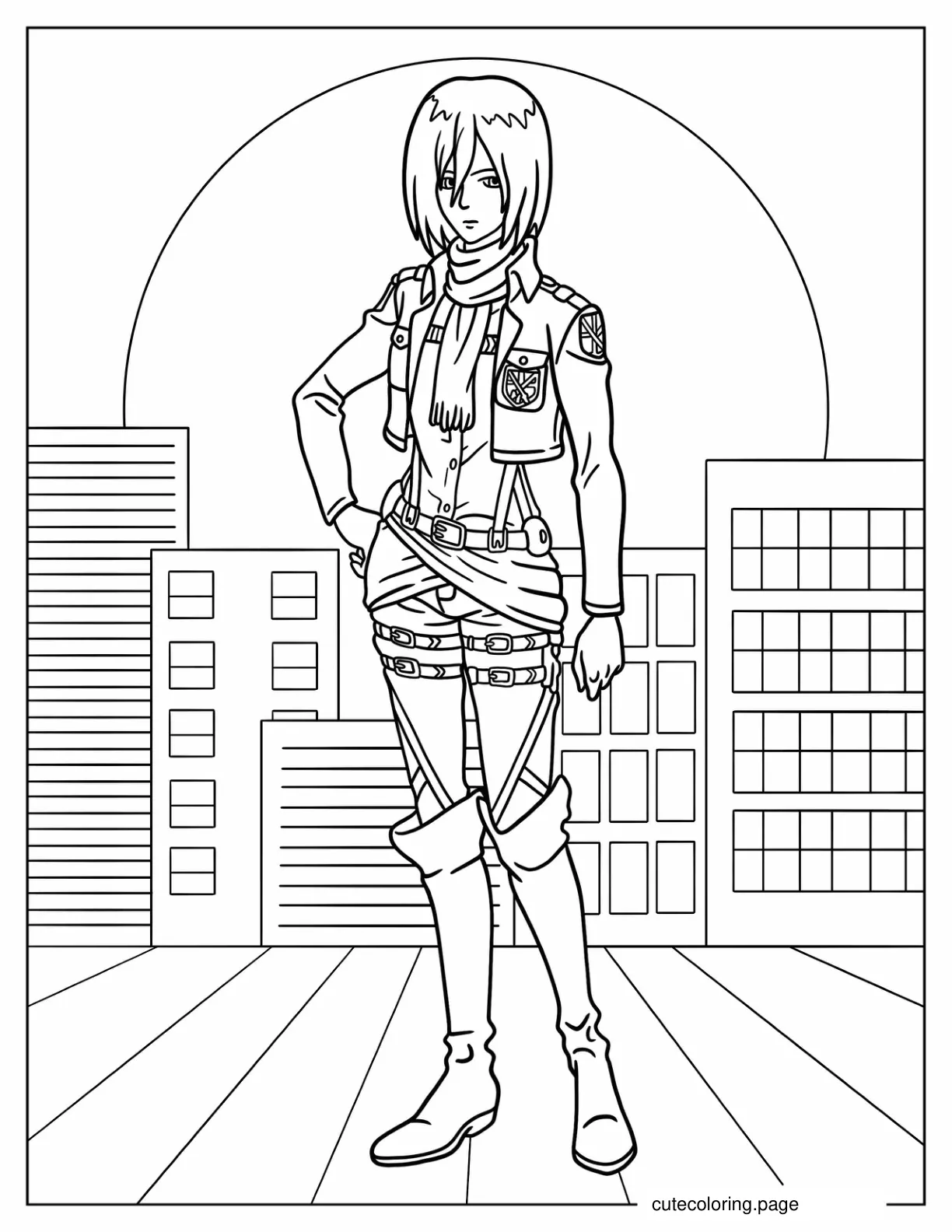 Mikasa Ackerman From Attack On Titan Coloring Sheet coloring page