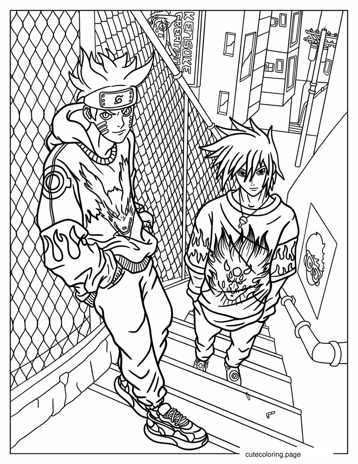 Naruto And Sasuke Coloring Sheet coloring page