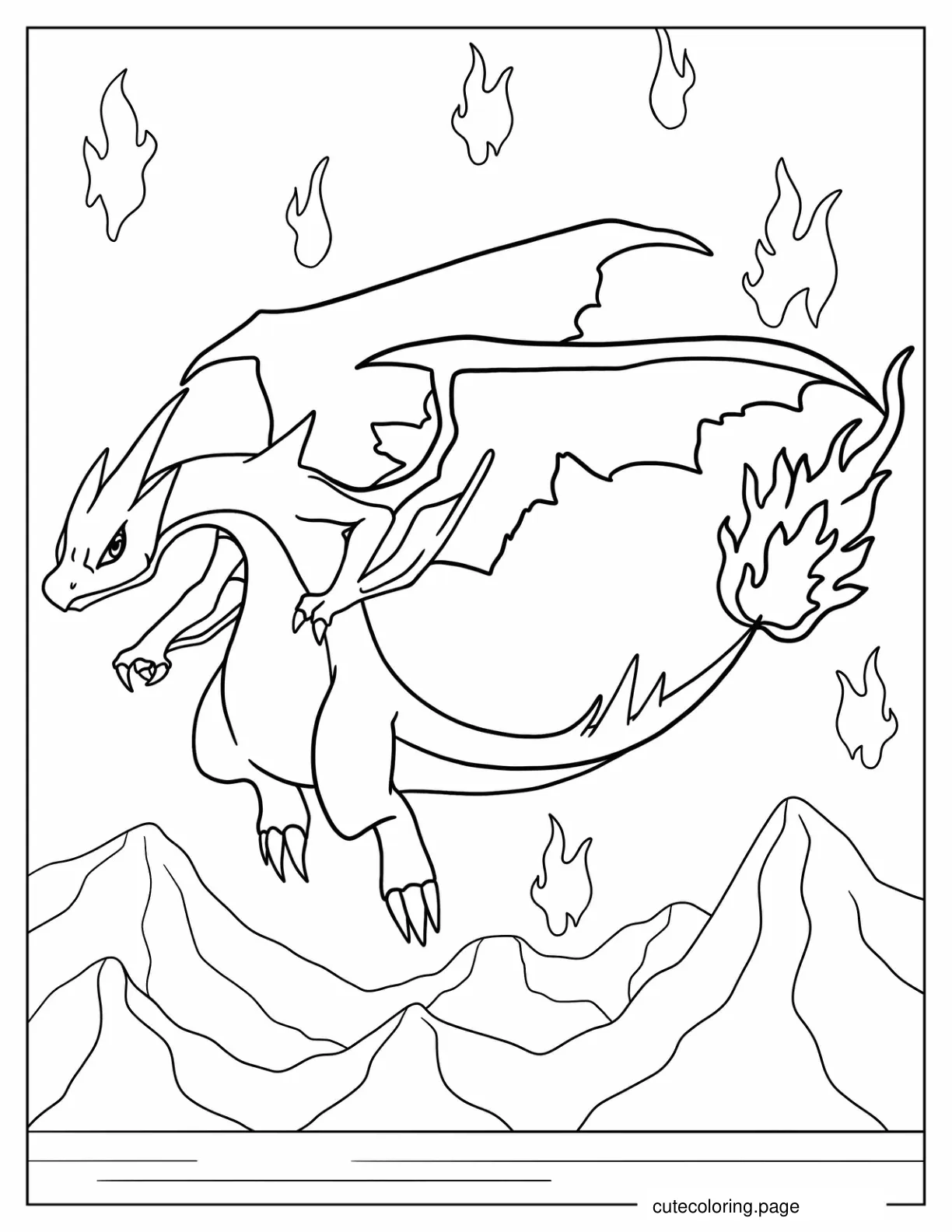 Simple Charizard Coloring In For Kids coloring page