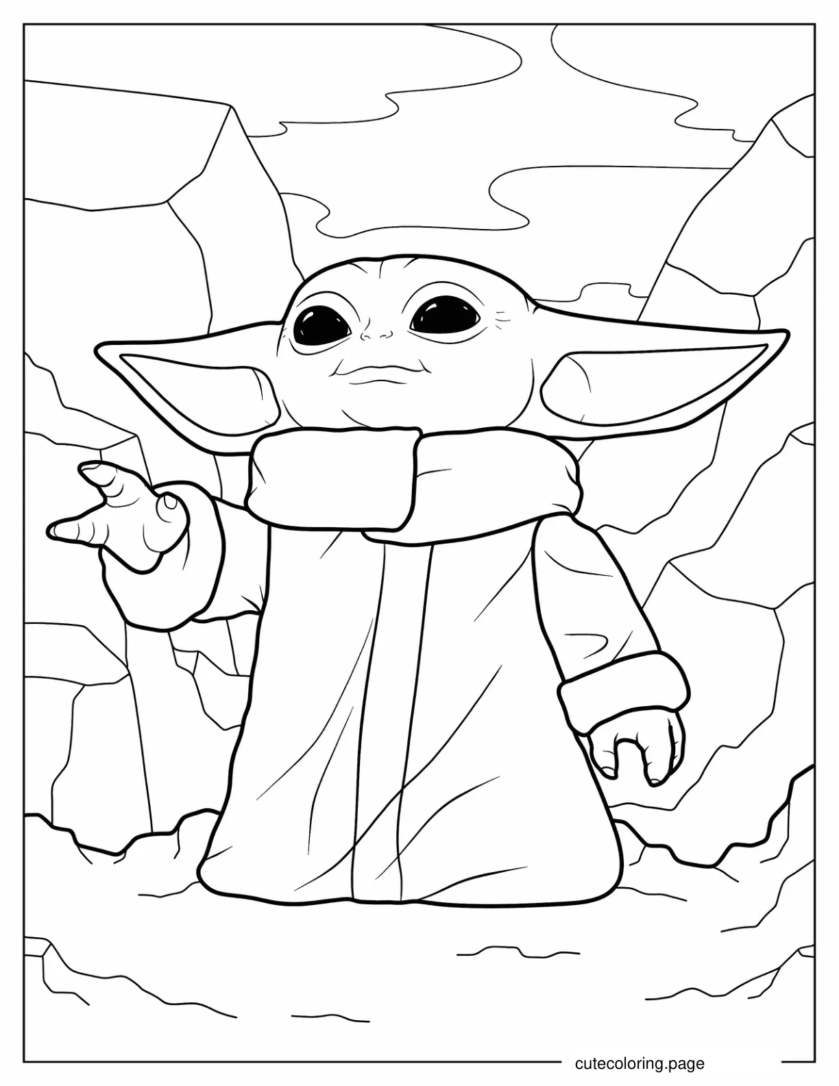 Baby Yoda Using The Force To Color coloring page