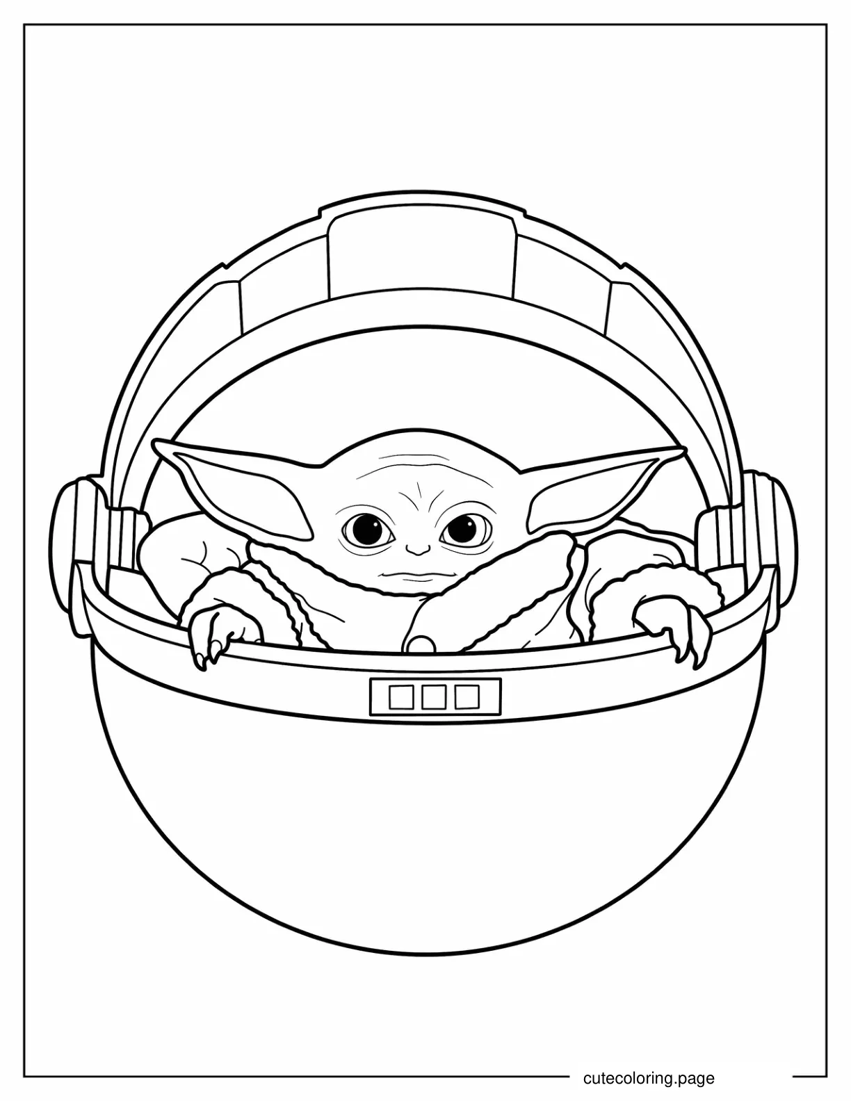 Coloring Sheet Of Baby Yoda In Hovering Pram coloring page