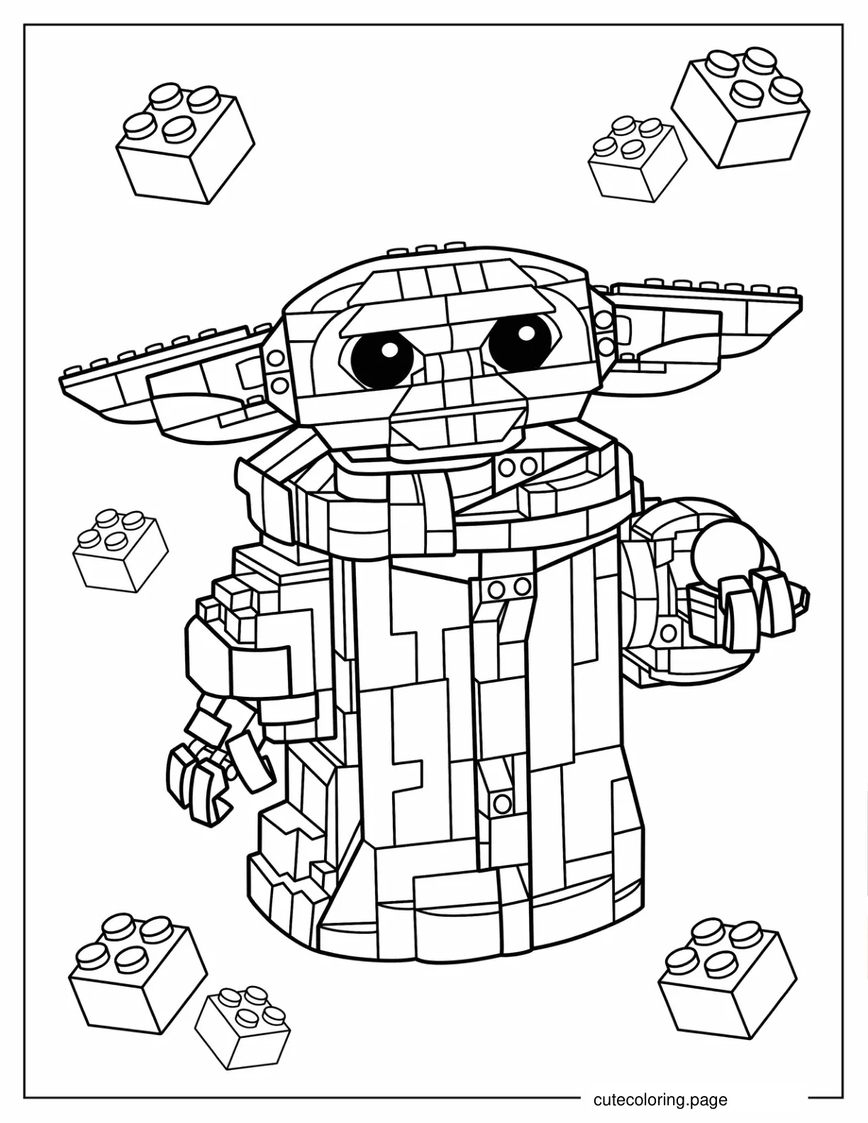 Detailed Baby Yoda Coloring Sheet coloring page