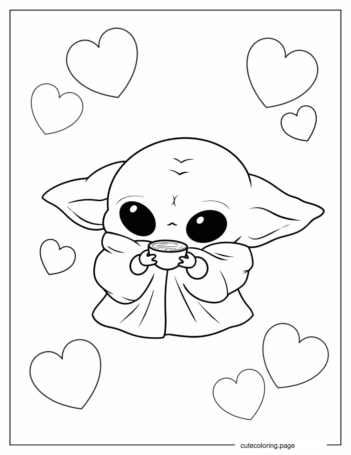 Kawaii Baby Yoda To Color coloring page