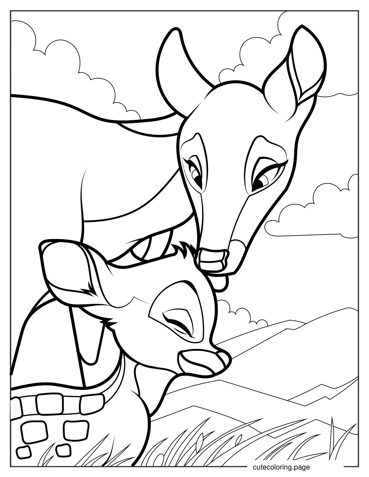 Bambi And His Mother V2 coloring page