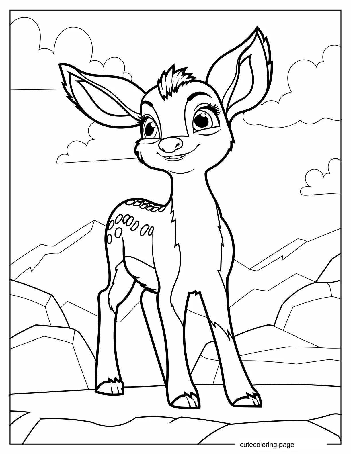 Kawaii Baby Bambi Coloring In coloring page