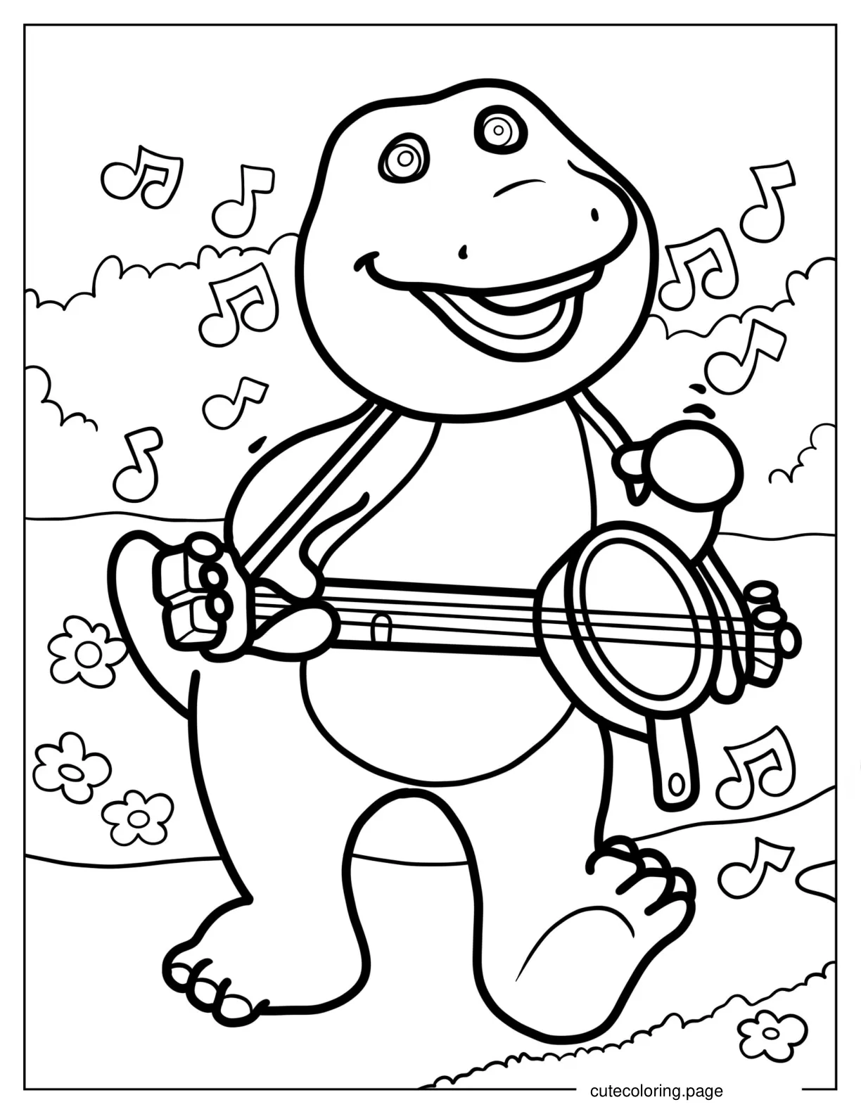 Barney Singing And Playing Guitar Coloring Sheet coloring page