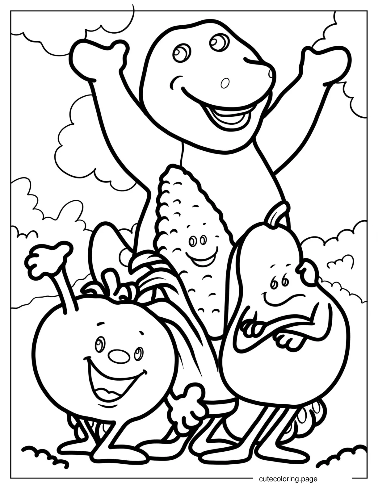 Barney With Food Friends coloring page