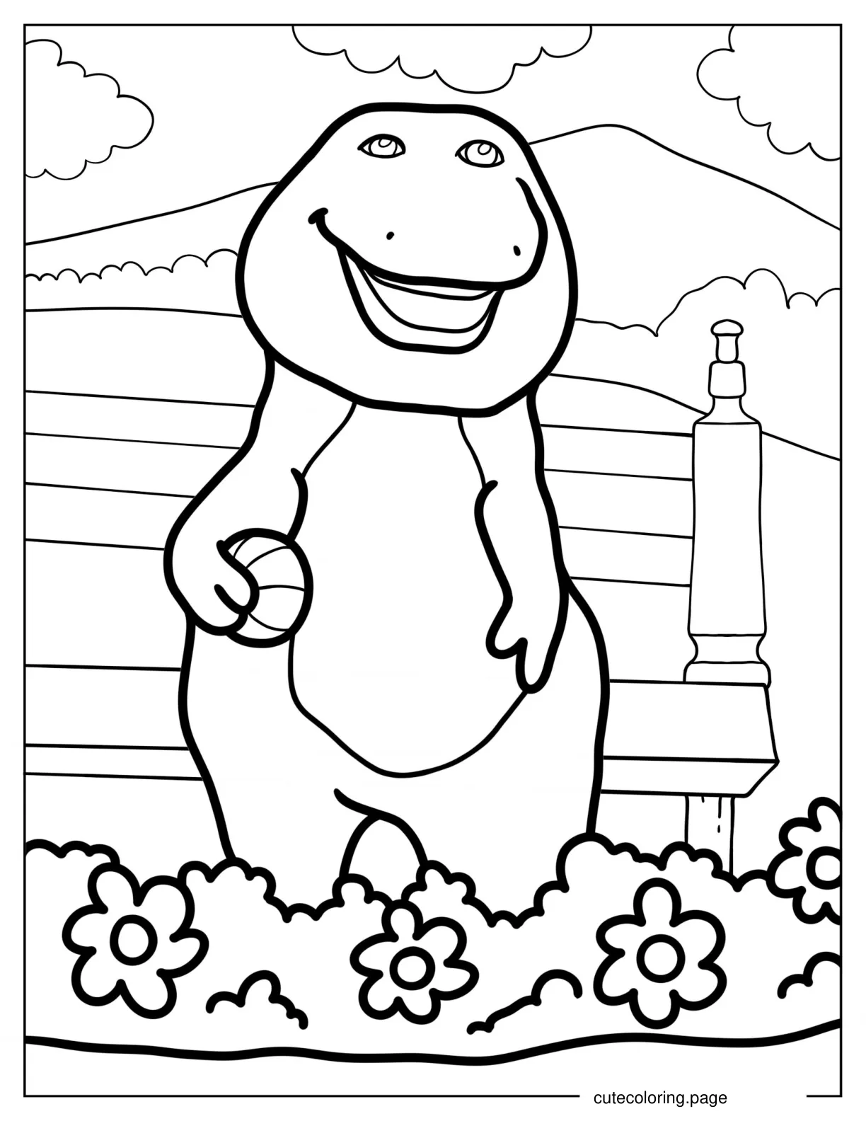 Coloring Page Of Barney Gardening For Kids coloring page