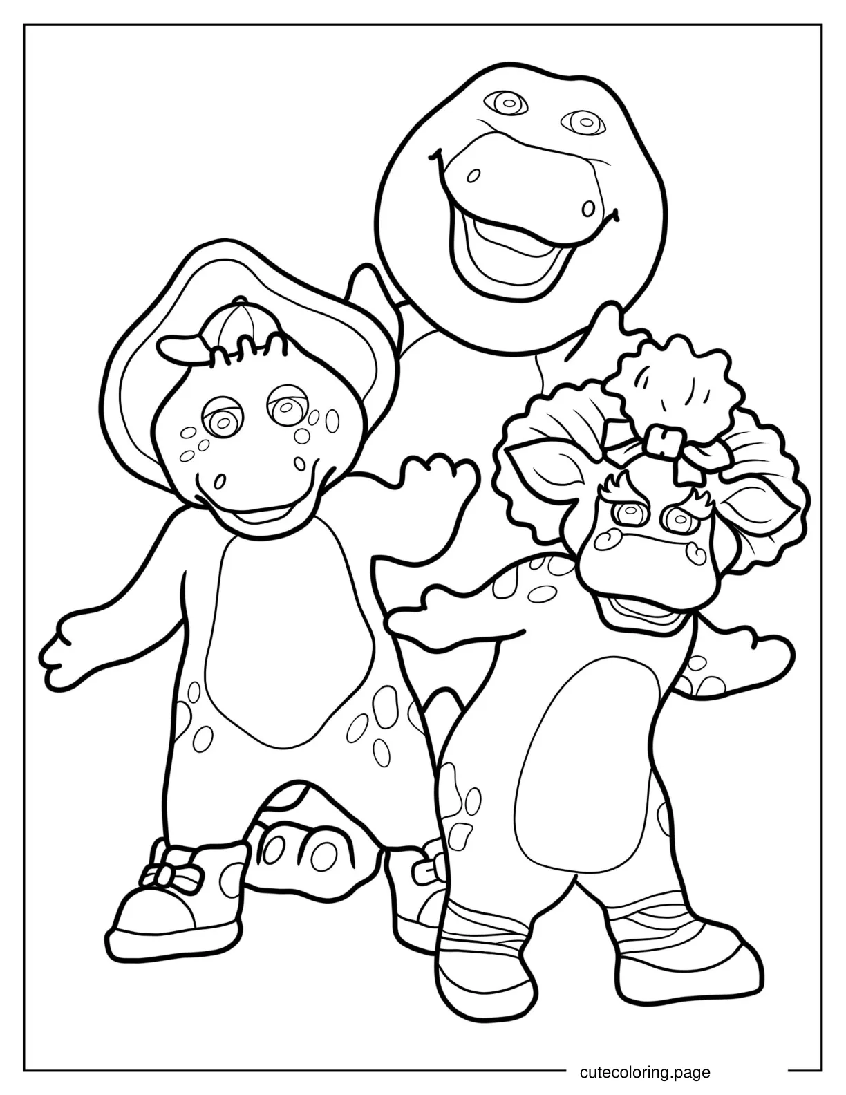 Coloring Sheet Of Barney BJ And Baby Bop Doing Cool Pose coloring page