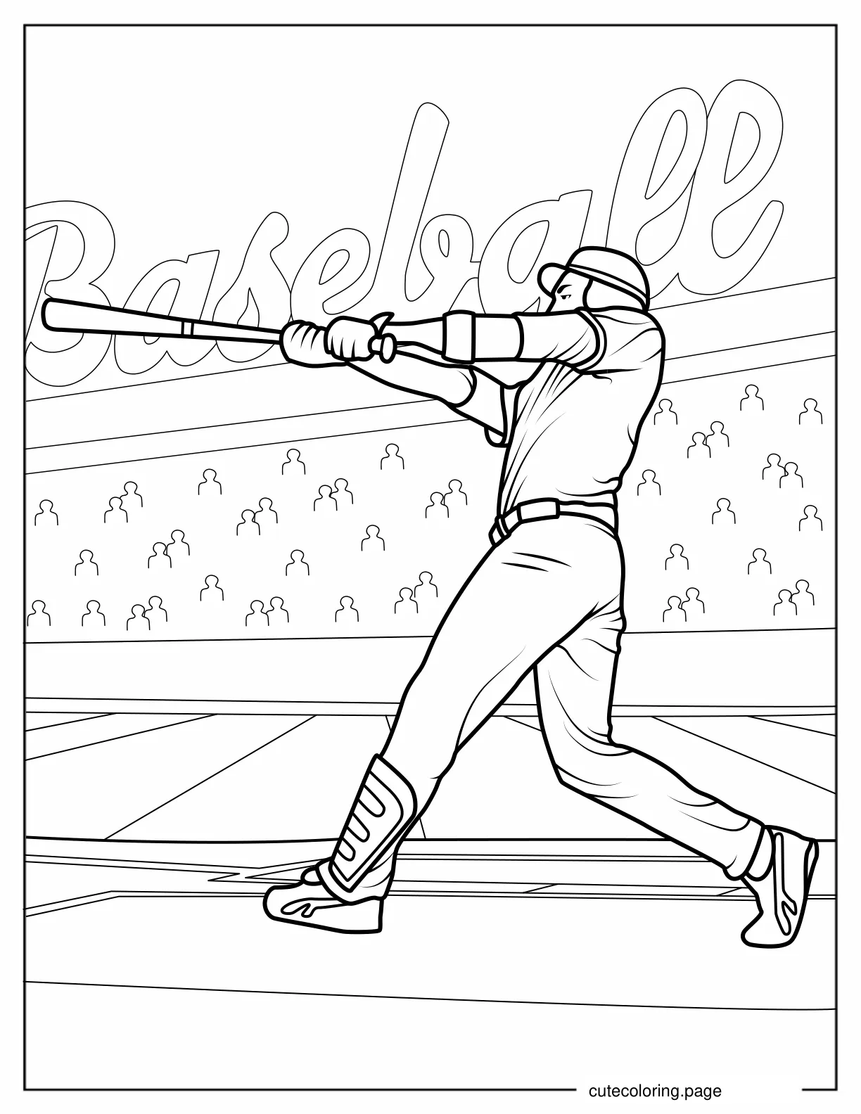 Baseball Batter Hitting a Home Run To Color coloring page