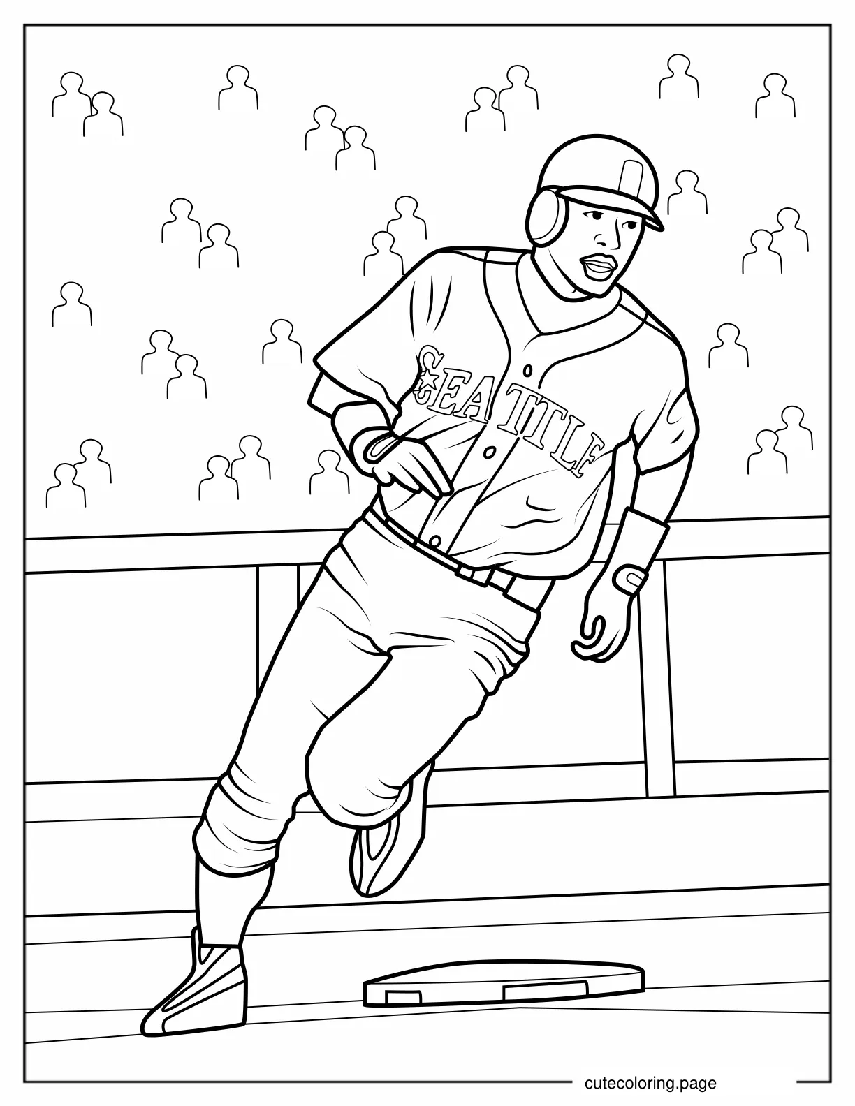 Baseball Player Running Through Bases During Homerun coloring page