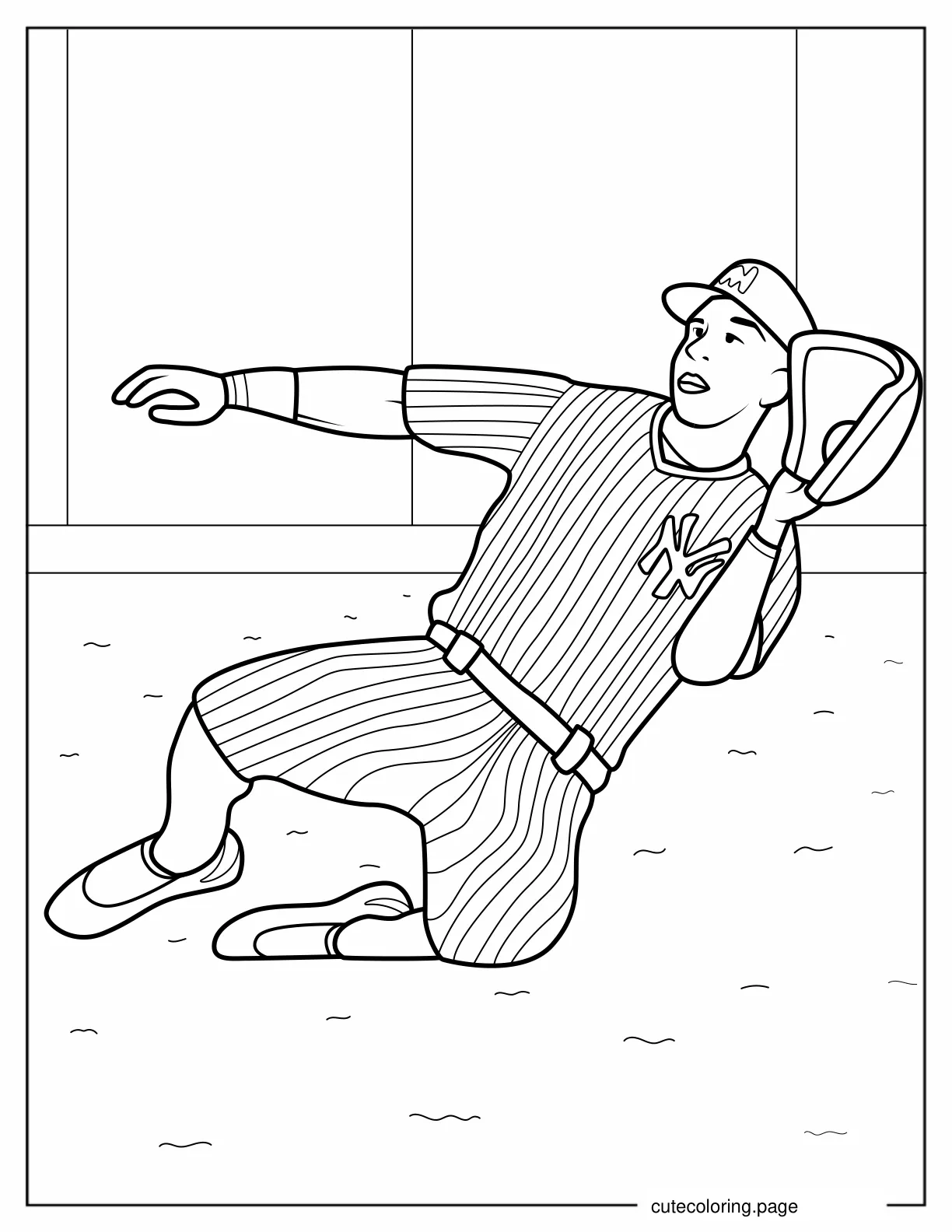 Baseball Player Sliding To Catch Ball coloring page