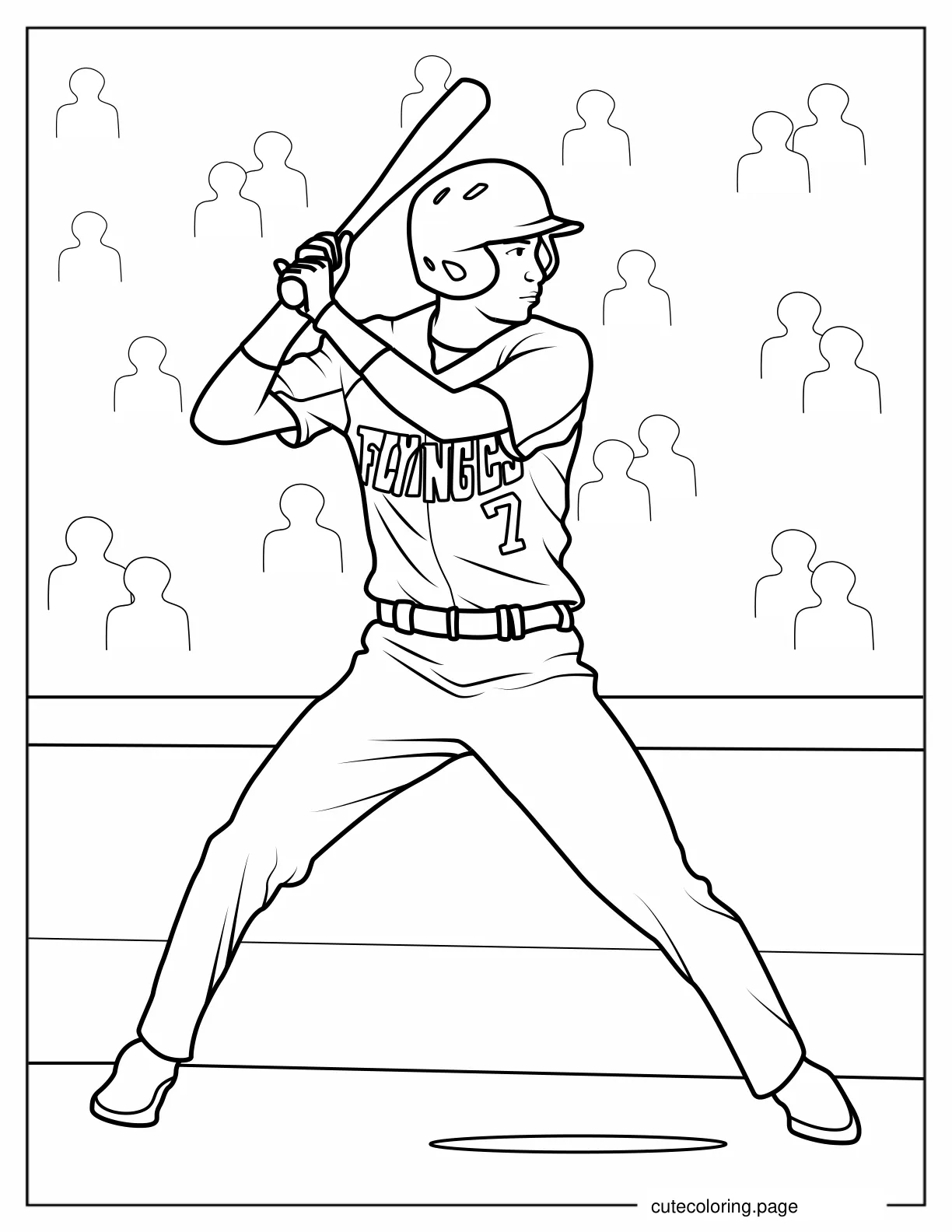 Coloring Page Of Baseball Player Ready To Bat coloring page