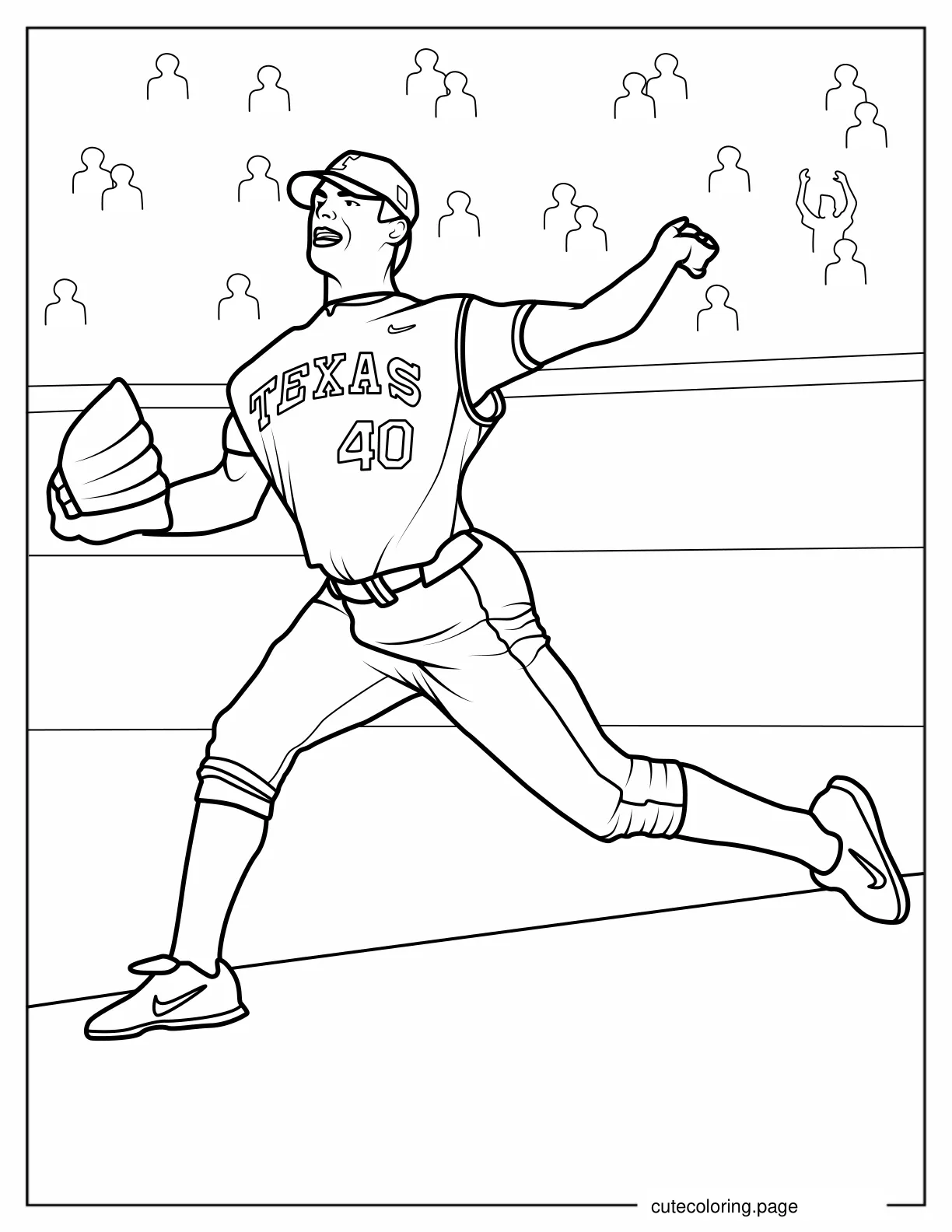 Coloring Page Of Pitcher Throwing a Baseball coloring page