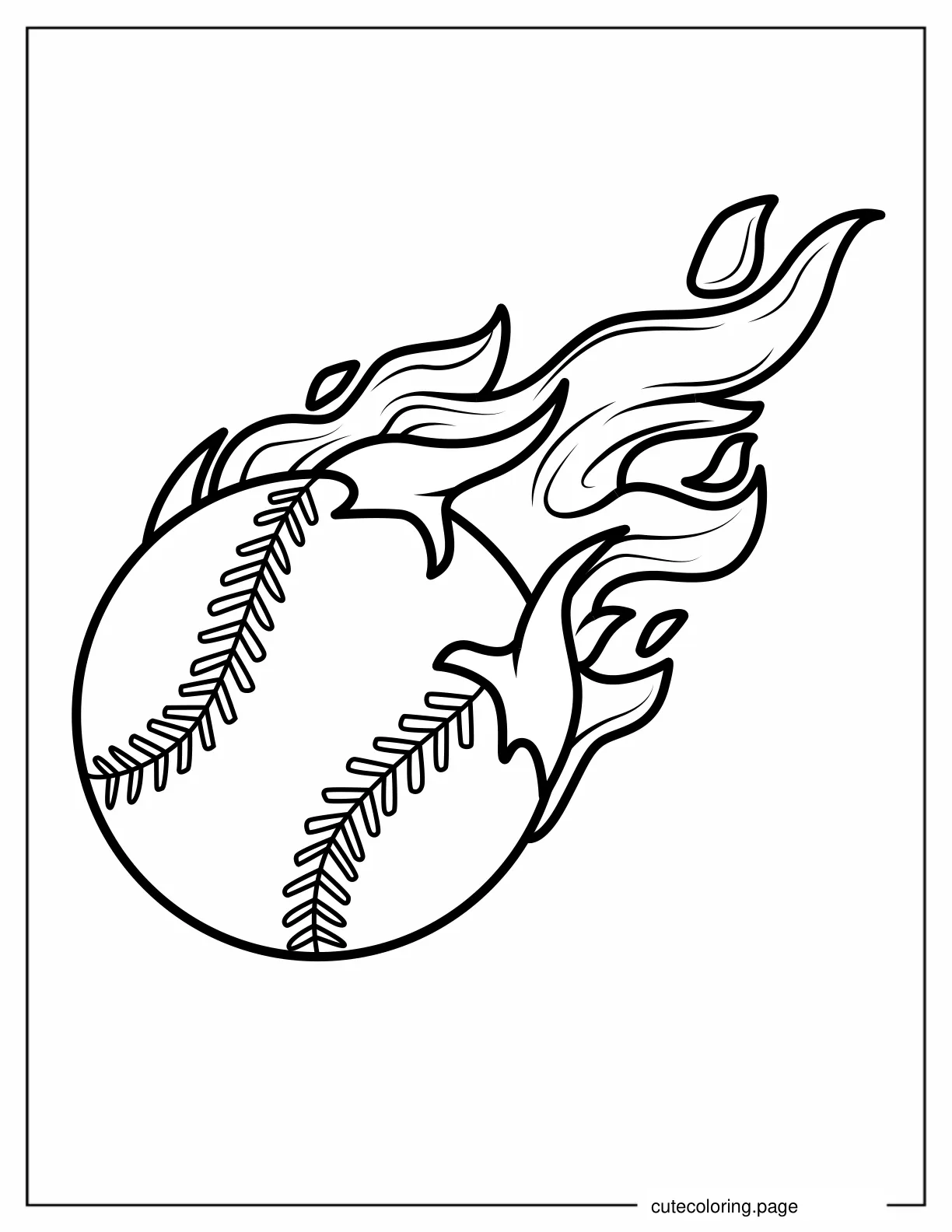 Flaming Baseball To Color For Kids coloring page