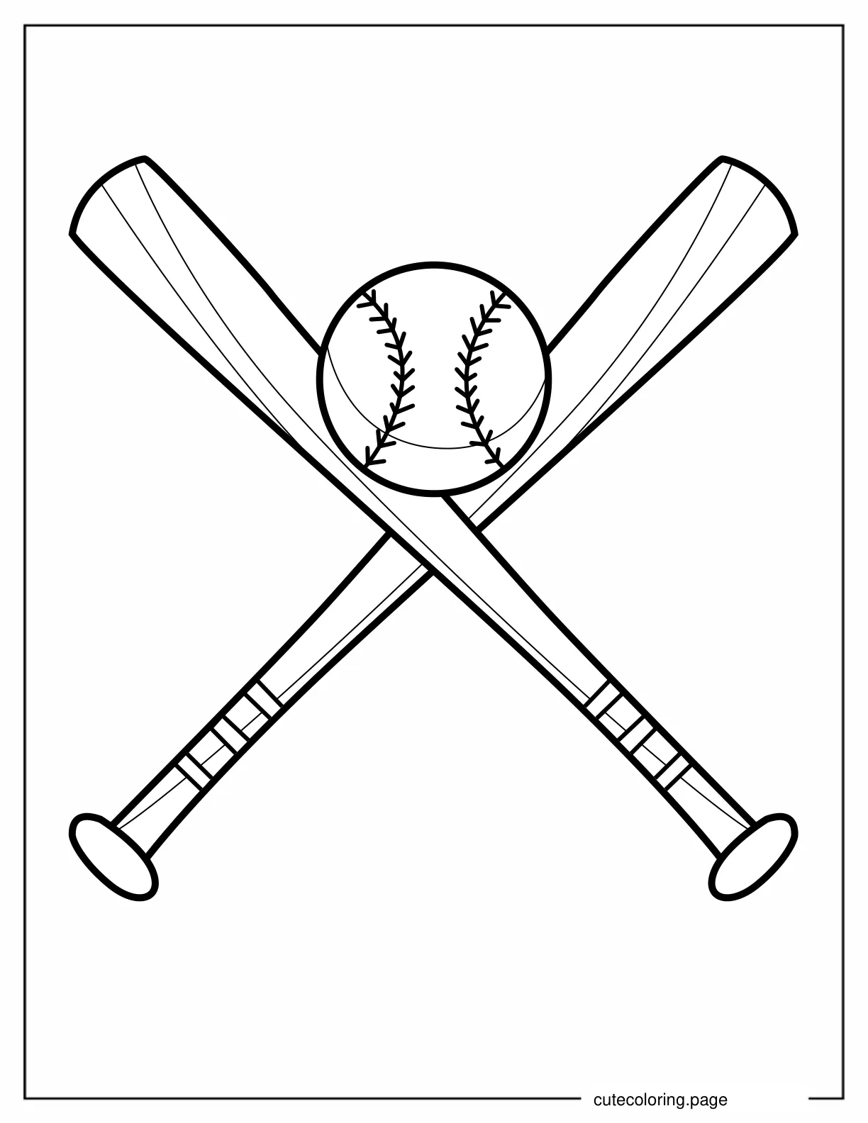 Two Baseball Bats And Ball coloring page