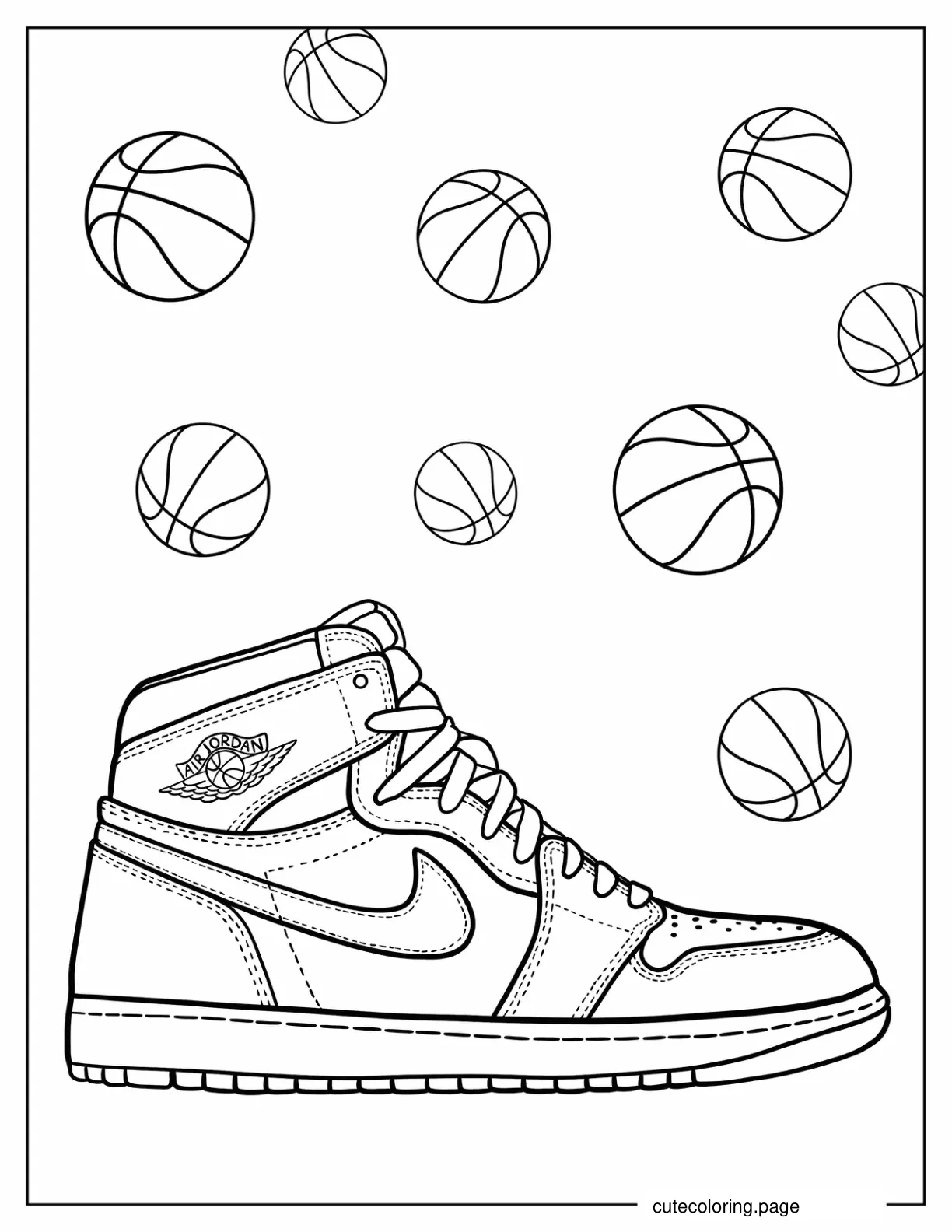 Air Jordan Basketball Shoe To Color coloring page