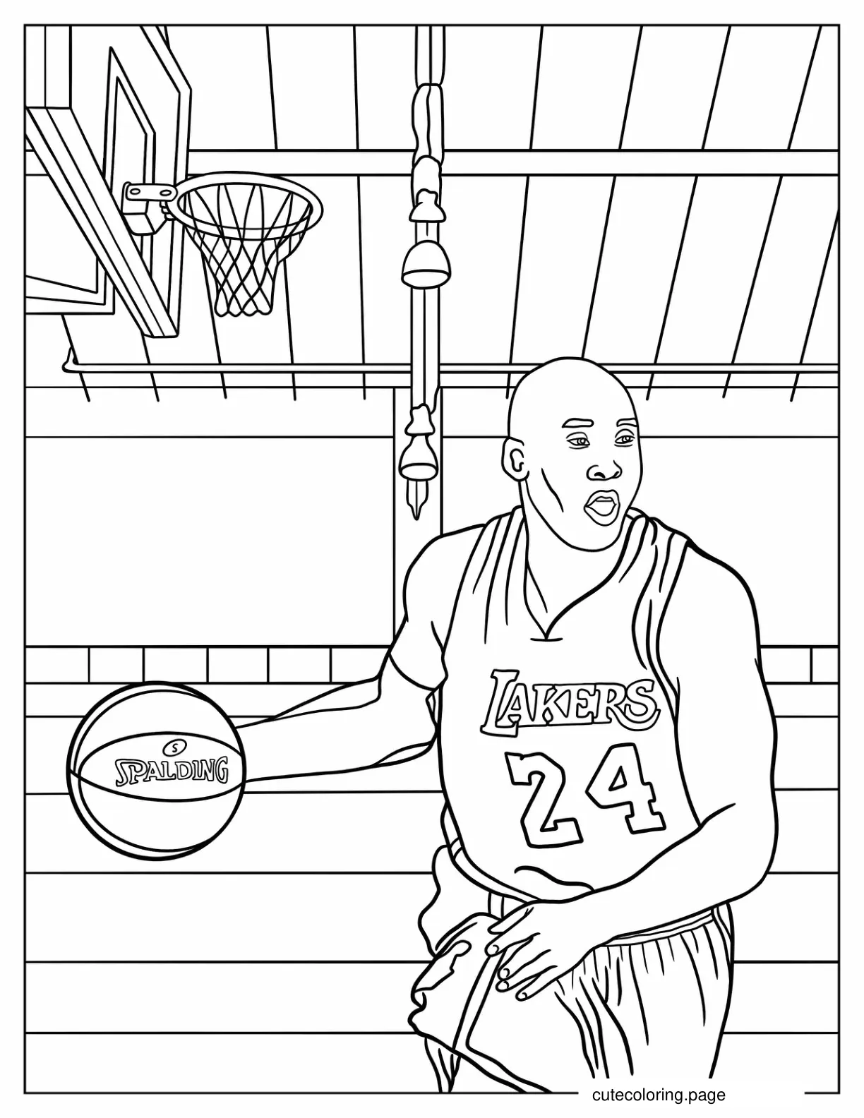 Basketball Player Dribbling Ball On Court coloring page