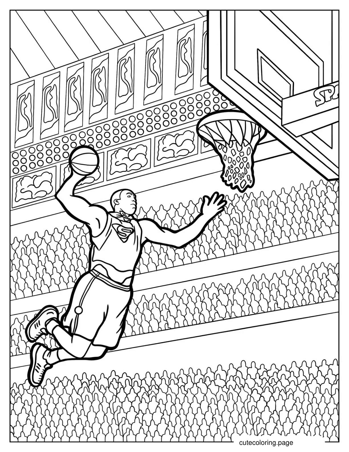 Basketball Player Going For a Dunk coloring page