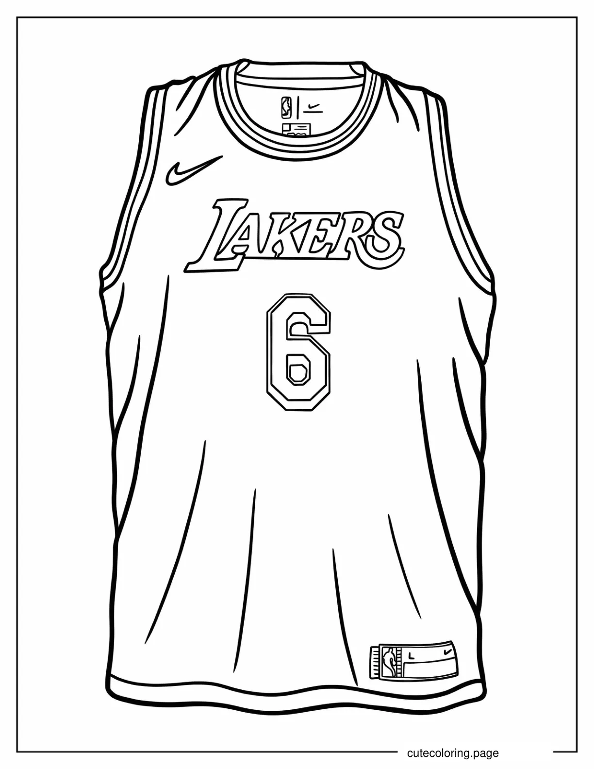 LA Lakers Jersey To Color coloring page