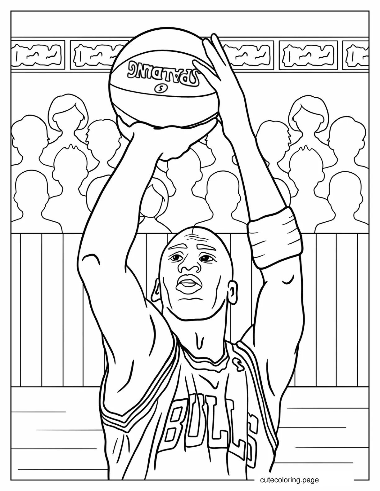 Michael Jordon Going For 3 Point Shot coloring page